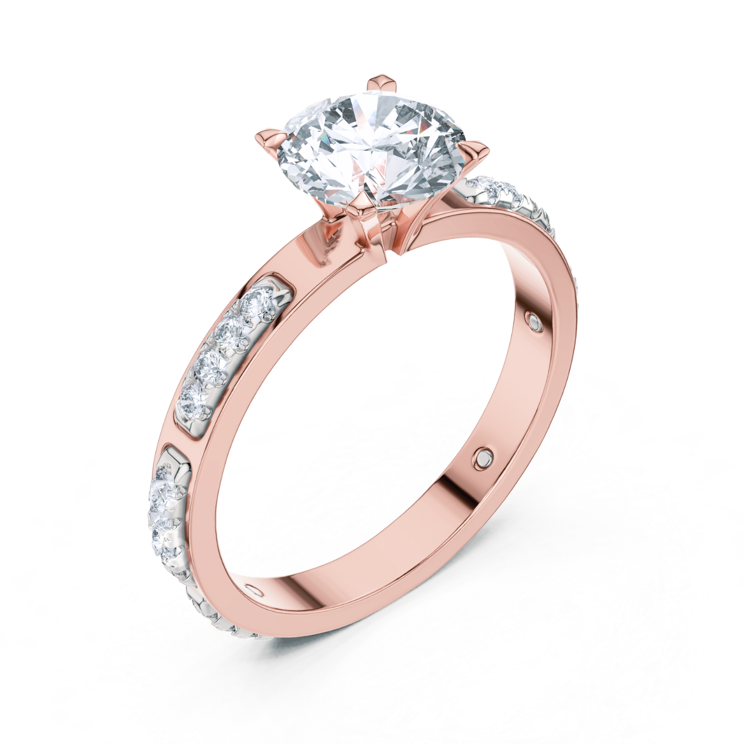 Round-Cut Diamond Solitaire Ring With Channel-Set Accents