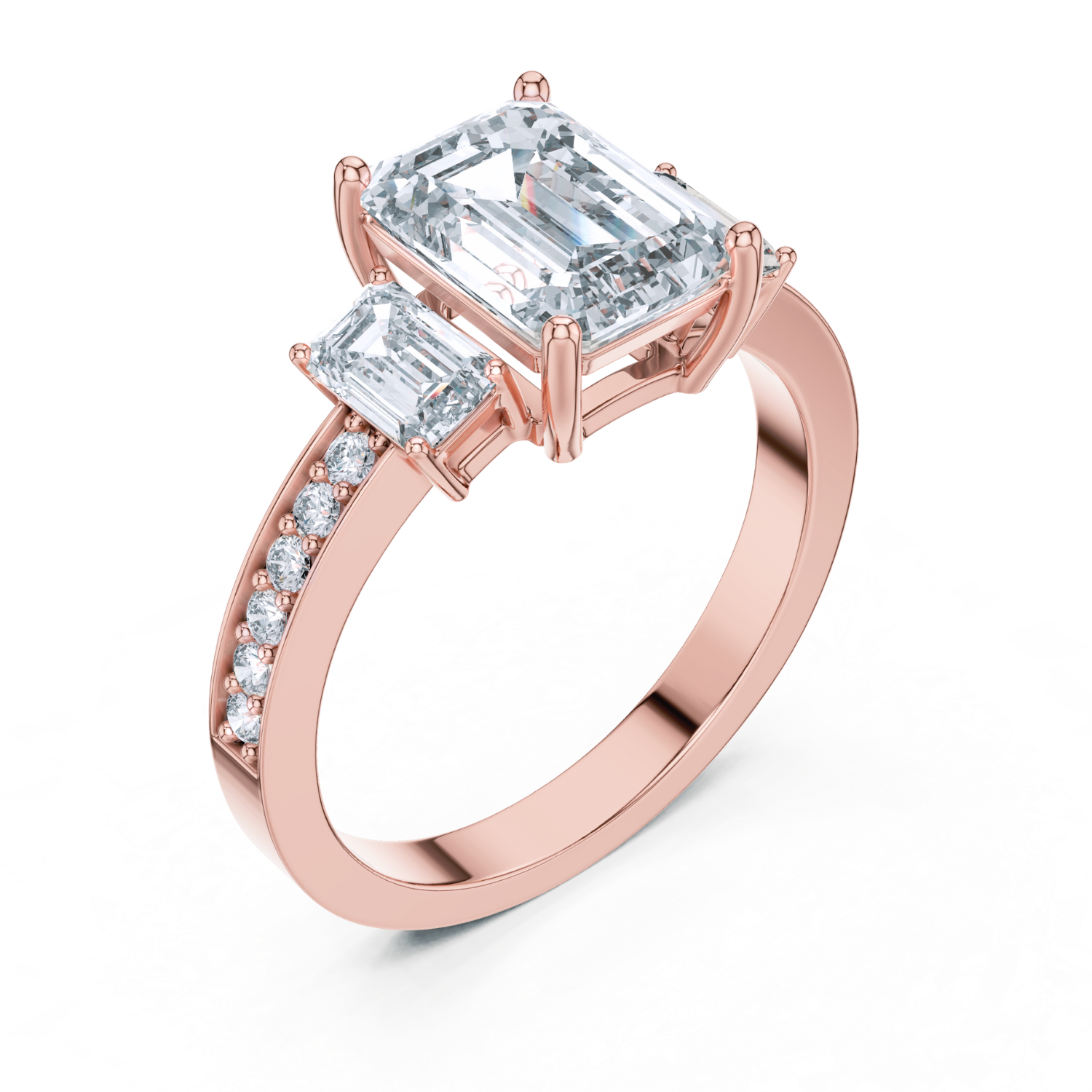 Emerald-Cut Dual Stone Ring