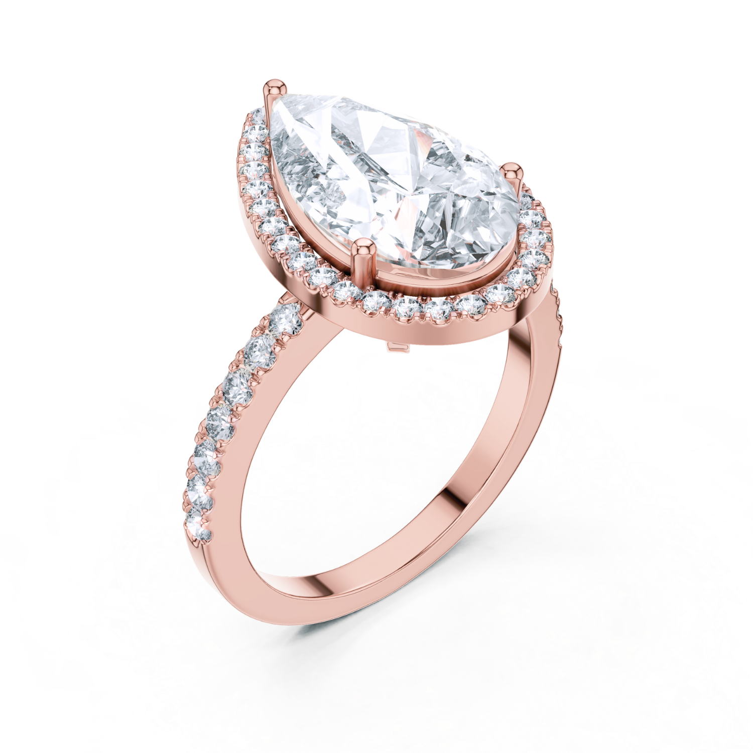 Pear-Cut Diamond Halo Ring