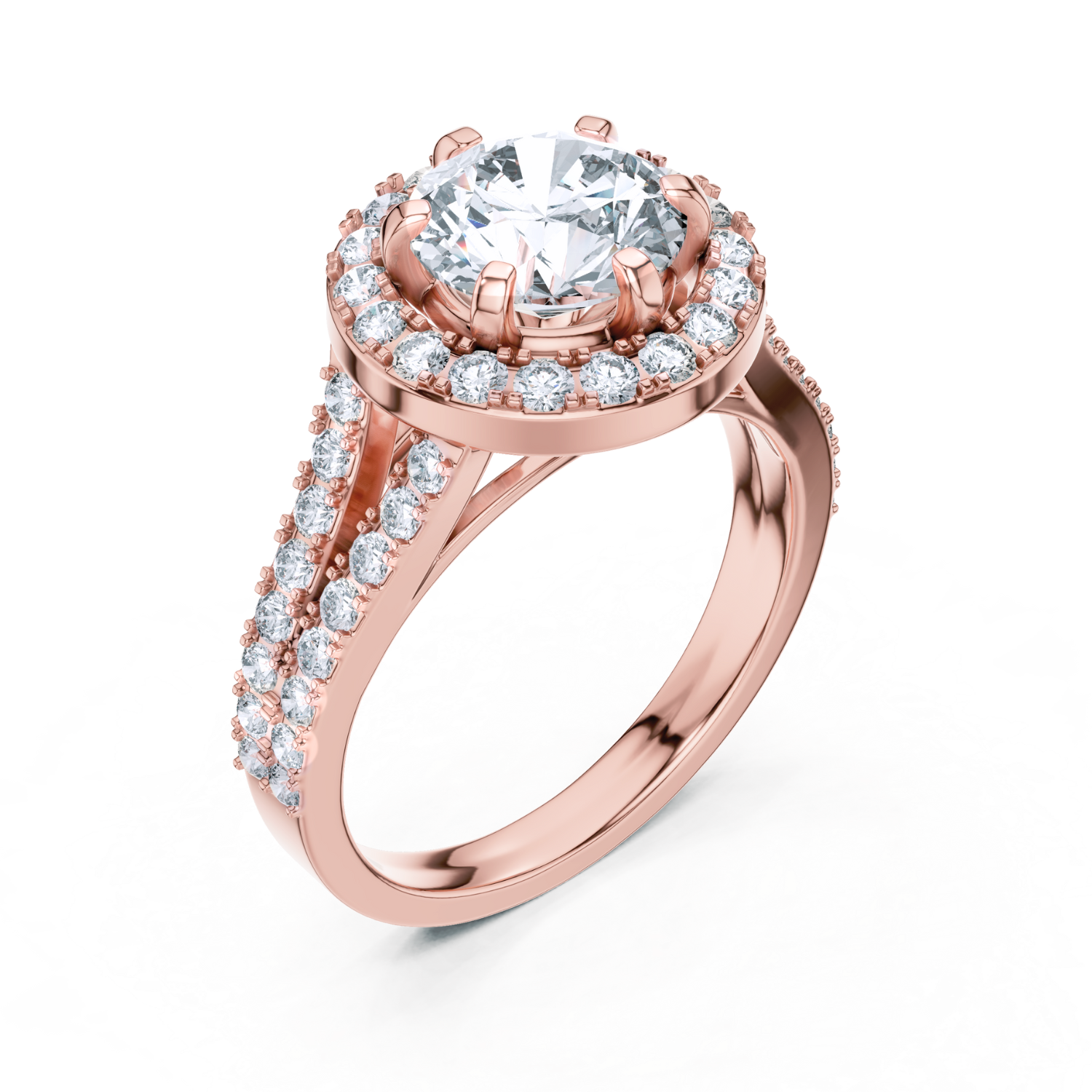 Cathedral Halo Round-Cut Ring