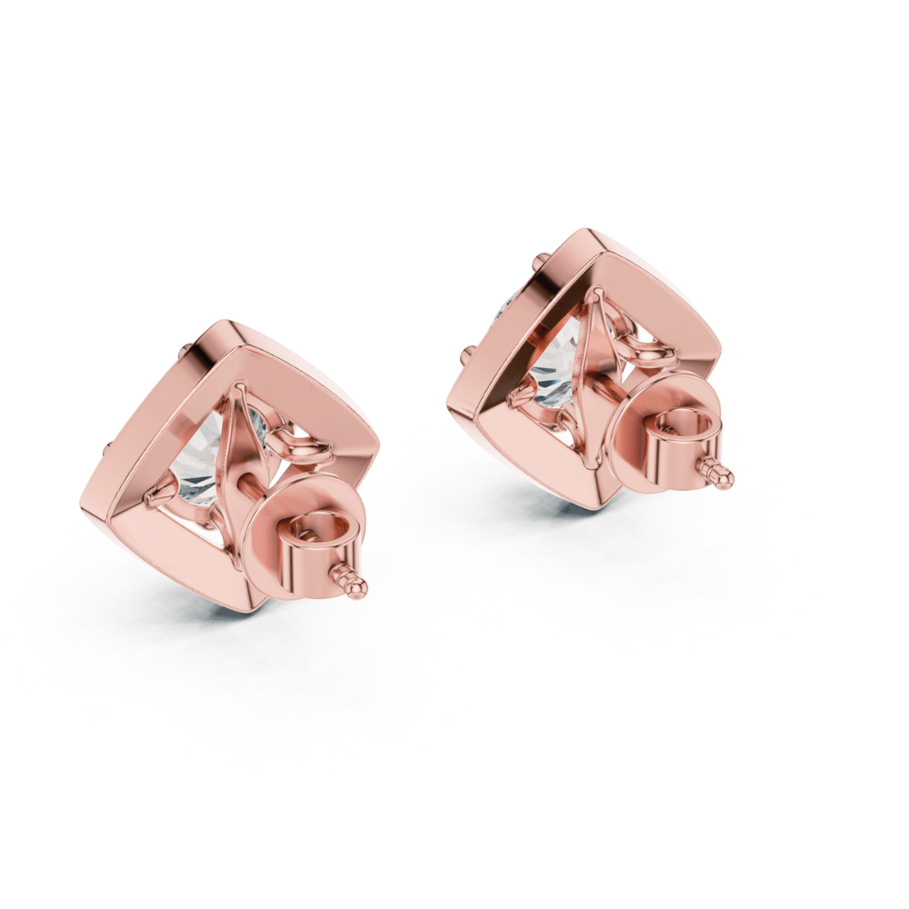 Cushion Halo Diamond Stud Earrings