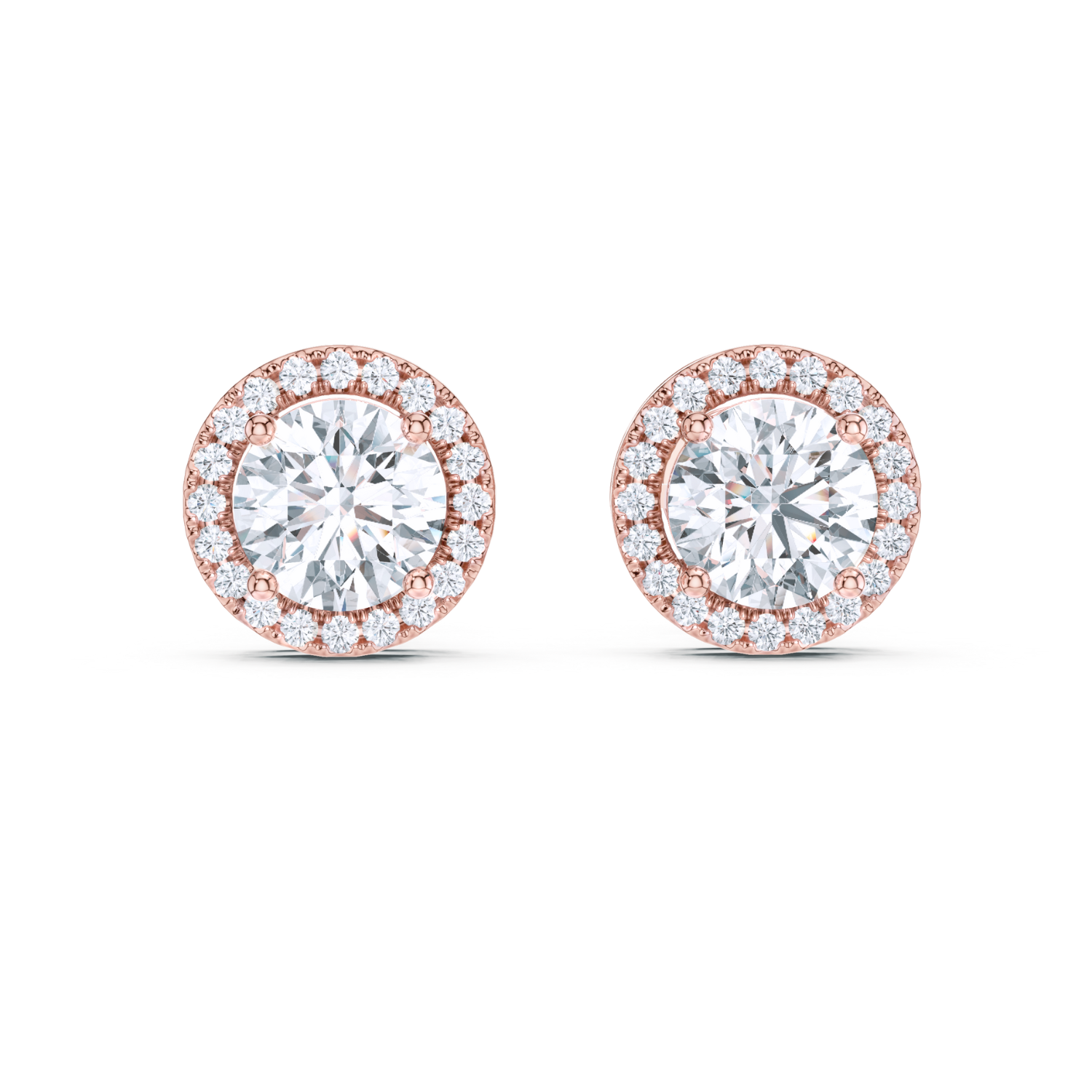 Classic Round Halo Diamond Stud Earrings