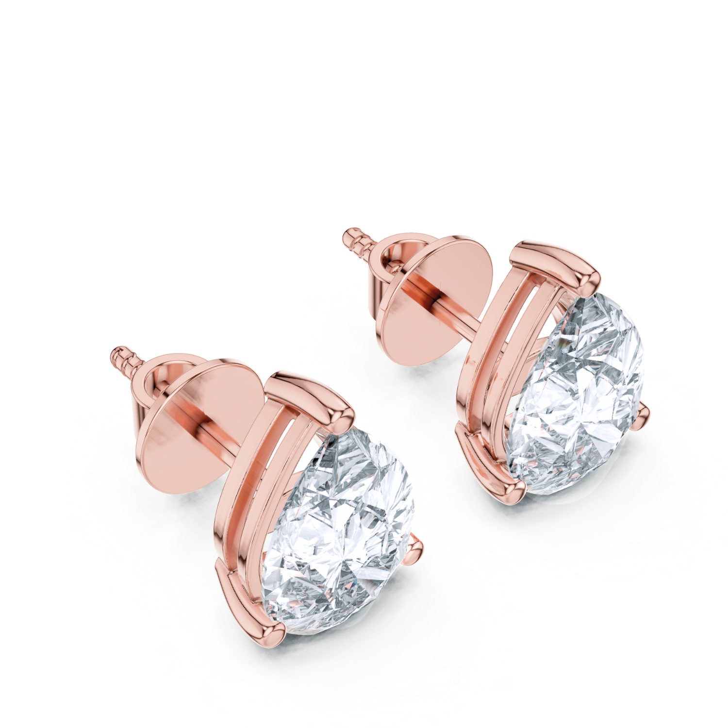 Pear-Shaped Diamond Stud Earrings