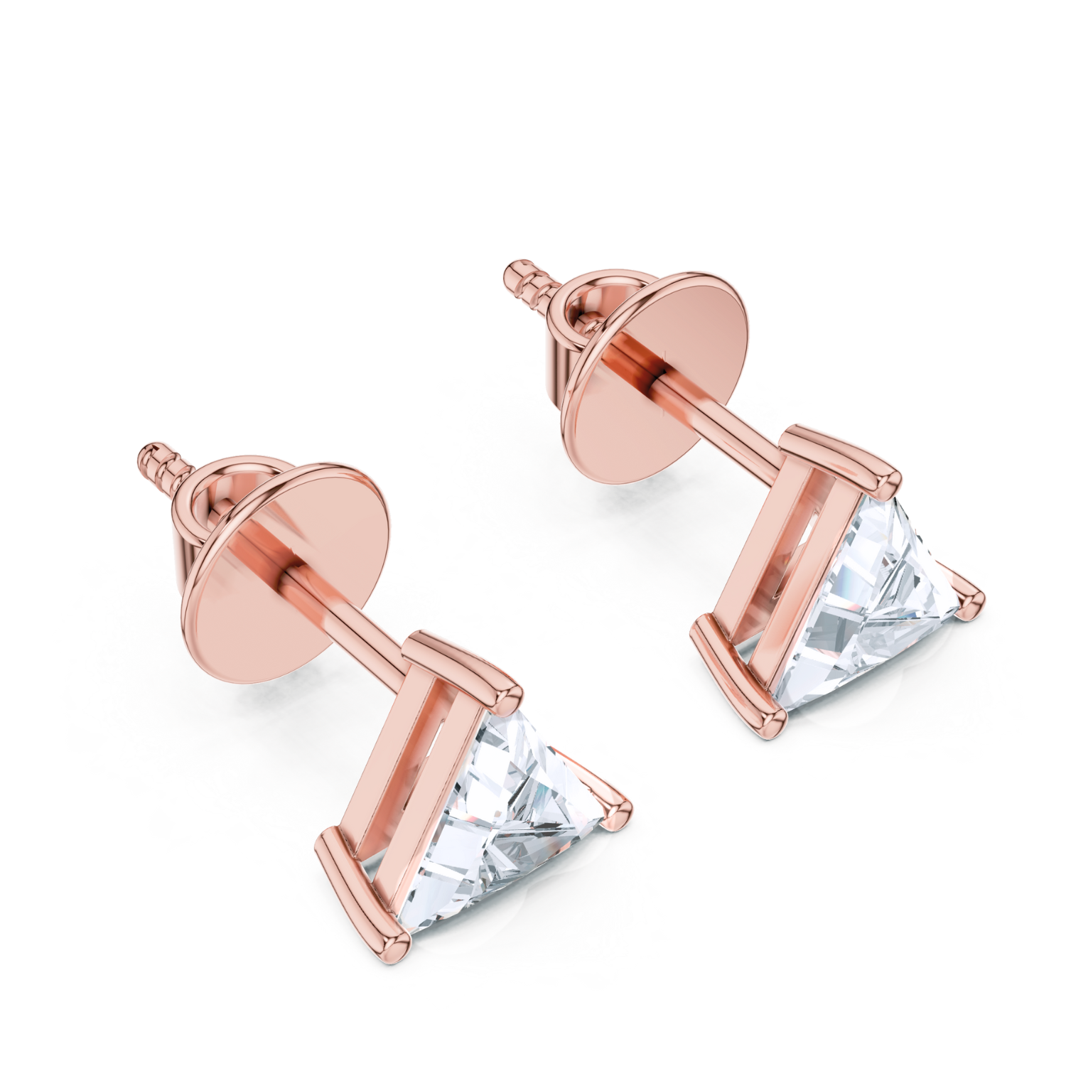 Trillion-Cut Diamond Stud Earrings