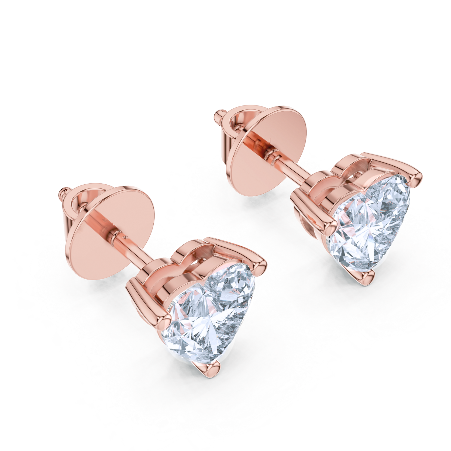 Heart-Cut Diamond Stud Earrings