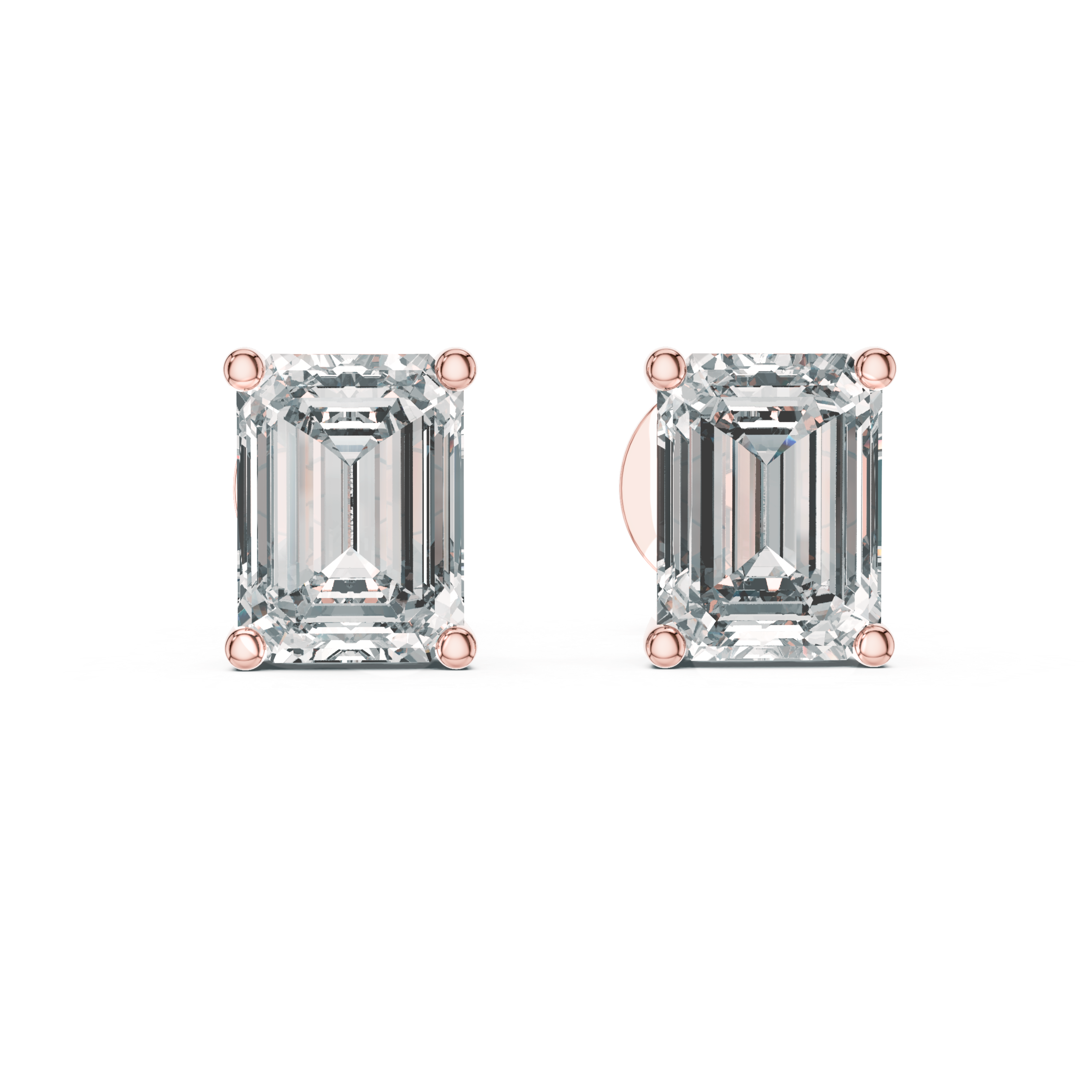 Emerald-Cut Diamond Stud Earrings