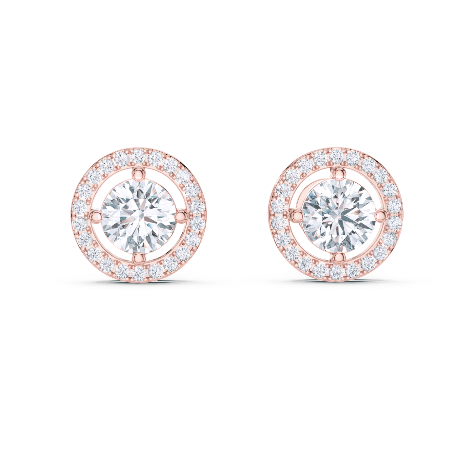 Halo Round-Cut Diamond Stud Earrings