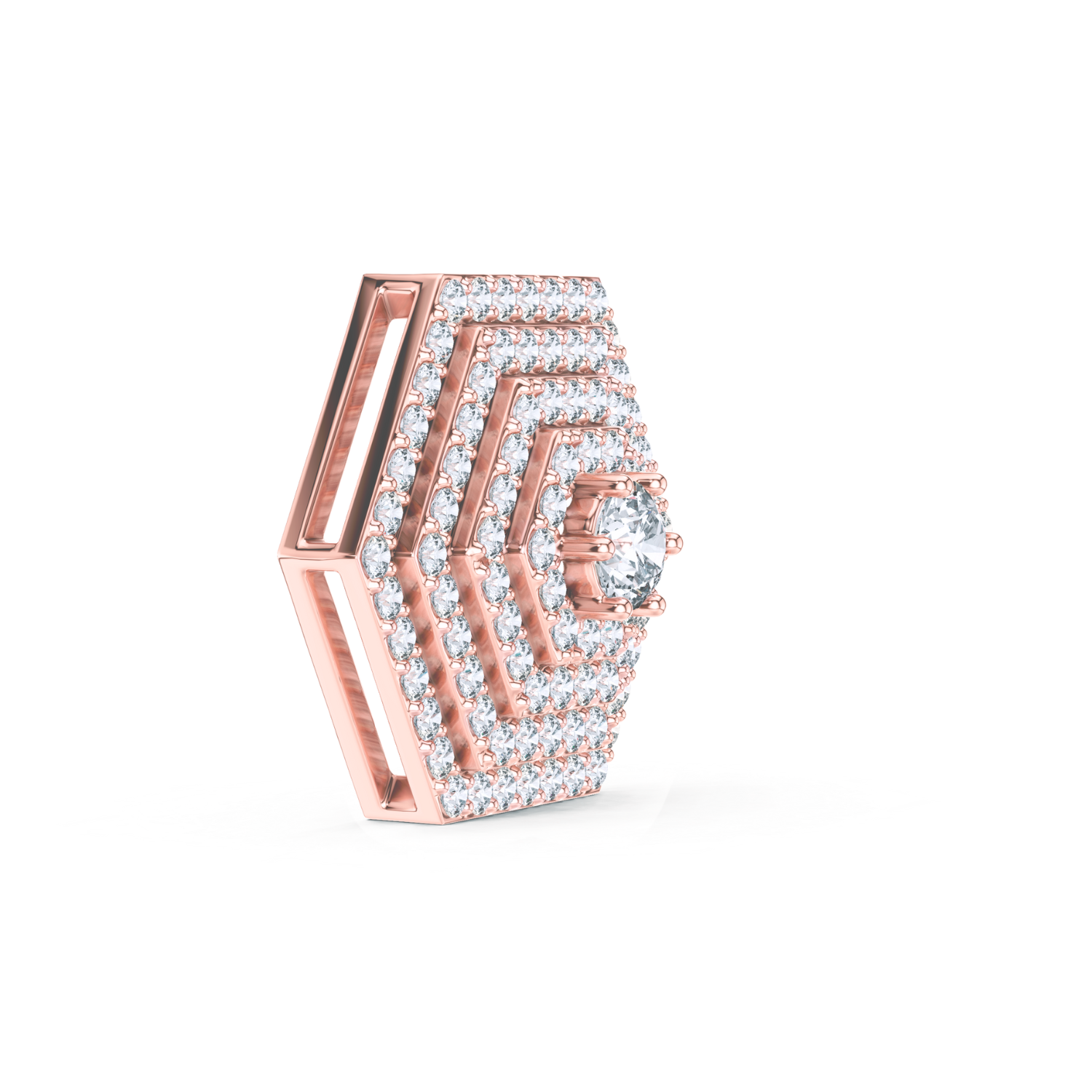 Hexagonal Pave Diamond Pendant