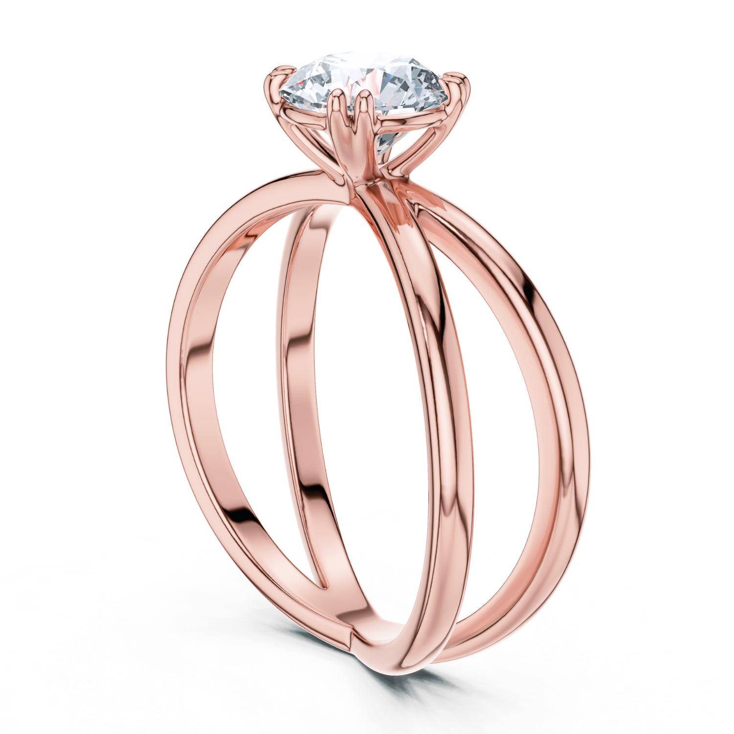 Crisscross Band Solitaire Ring