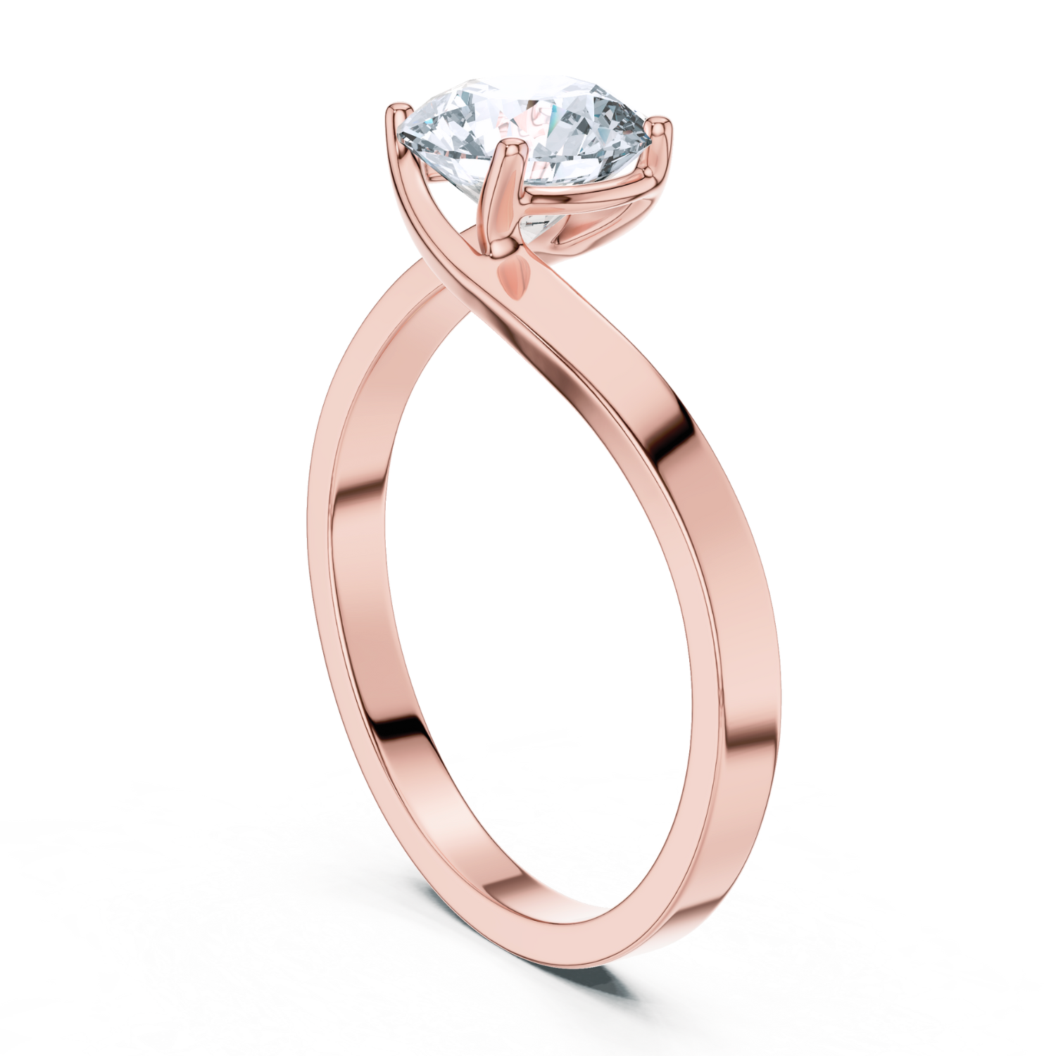Asymmetrical Twist Solitaire Ring