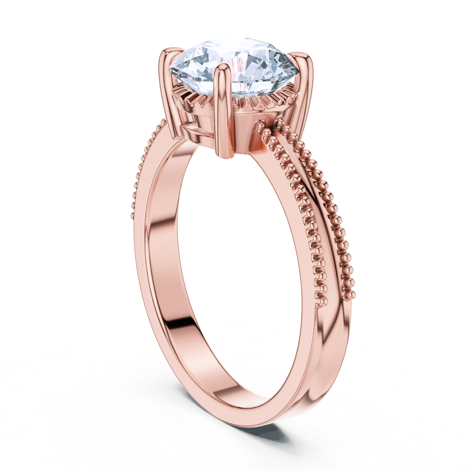 Milgrain Solitaire Diamond Ring