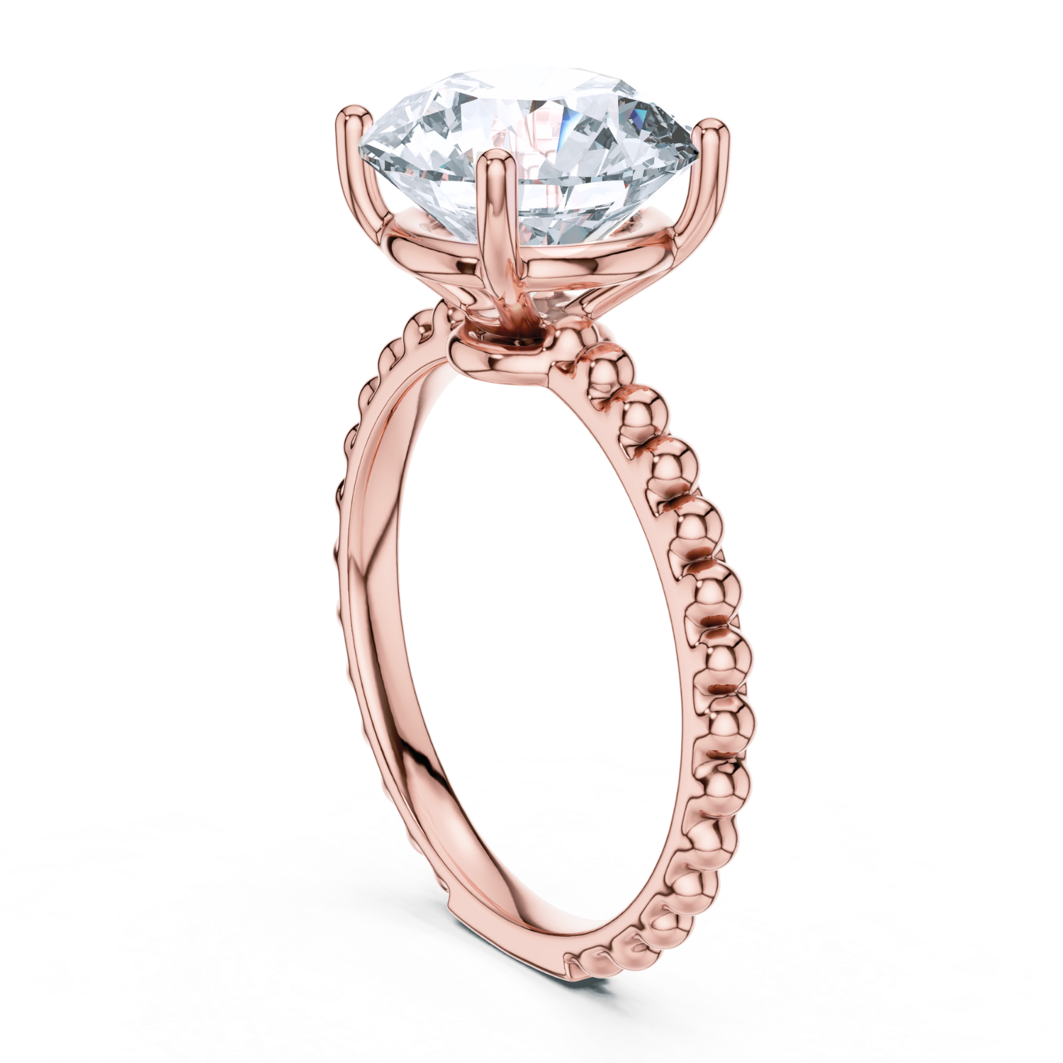 Beaded Classic Solitaire Ring