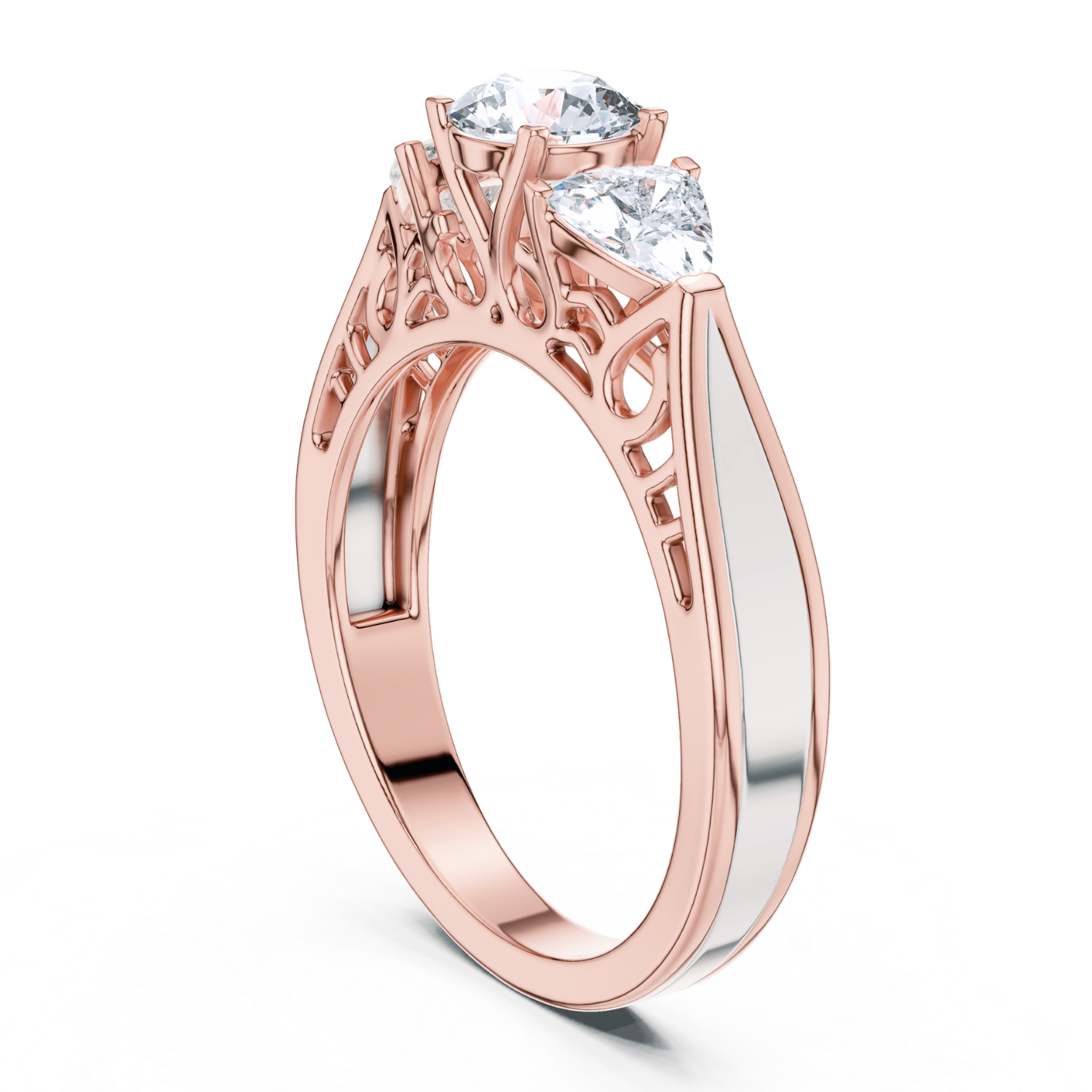 Vintage Filigree Three-Stone Ring