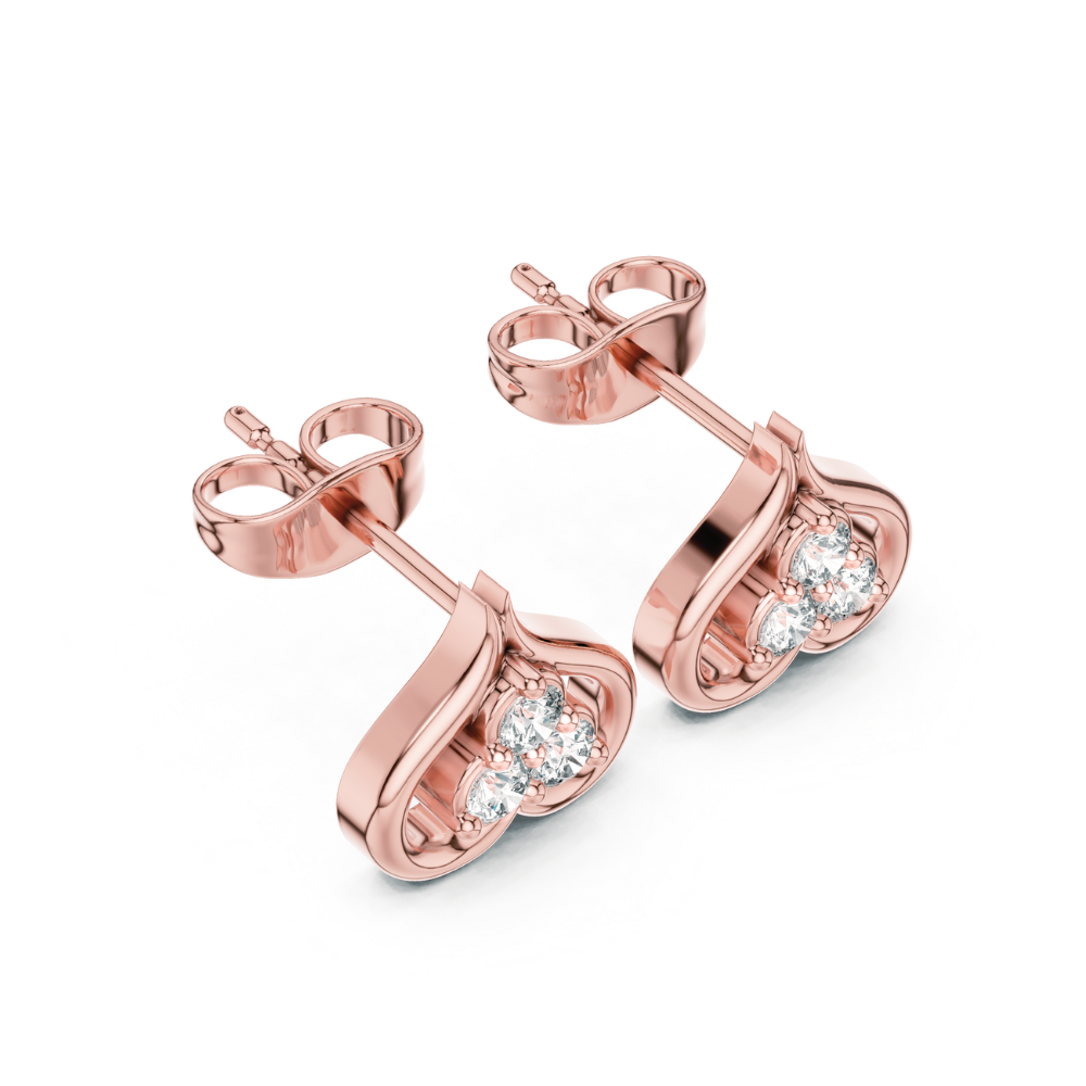 Radiant Bloom Heart Diamond Studs