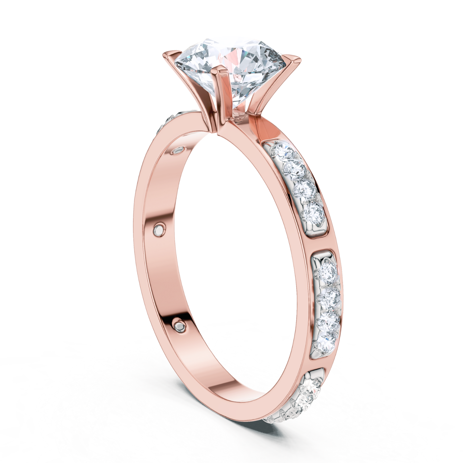 Round-Cut Diamond Solitaire Ring With Channel-Set Accents