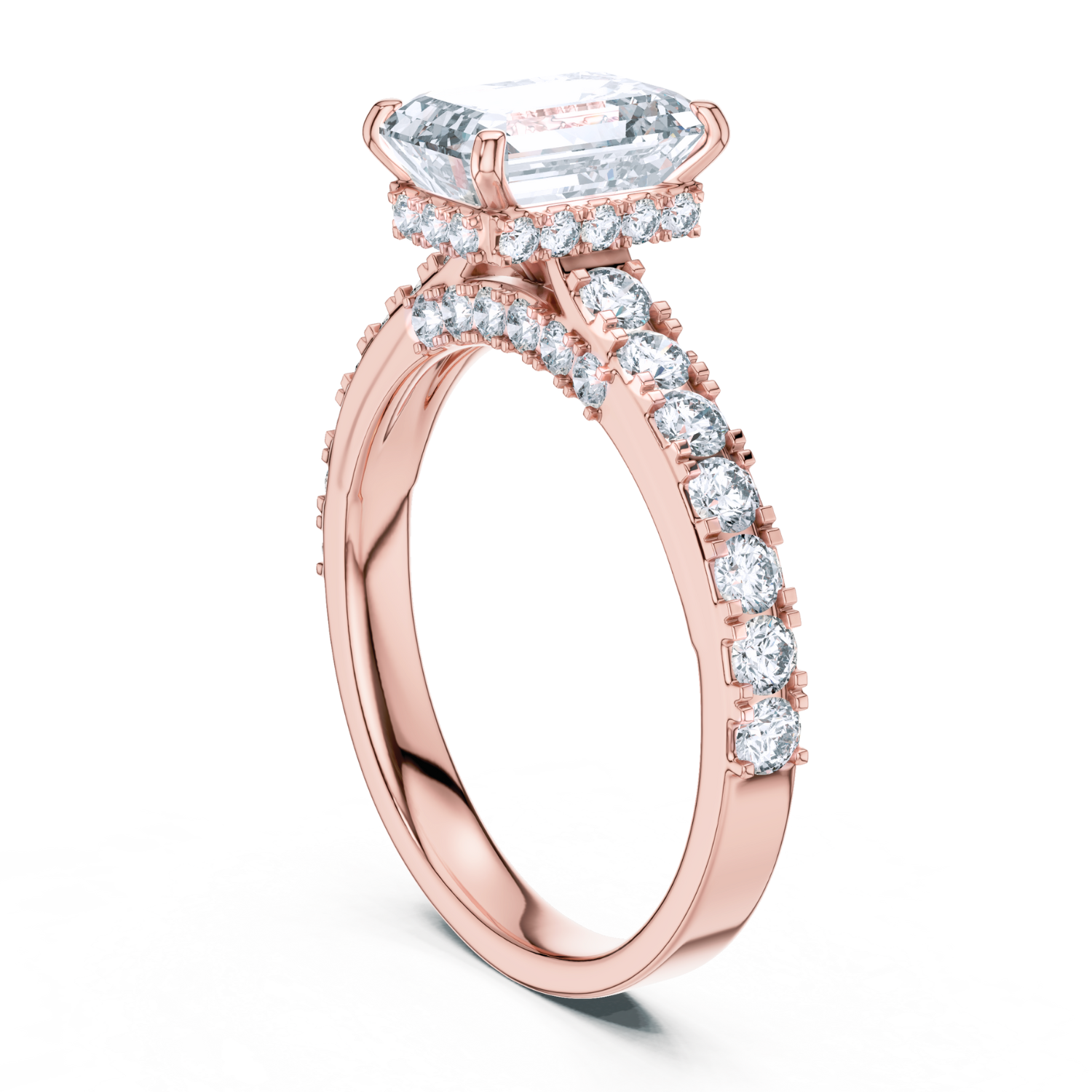 Emerald-Cut Diamond Pave Ring