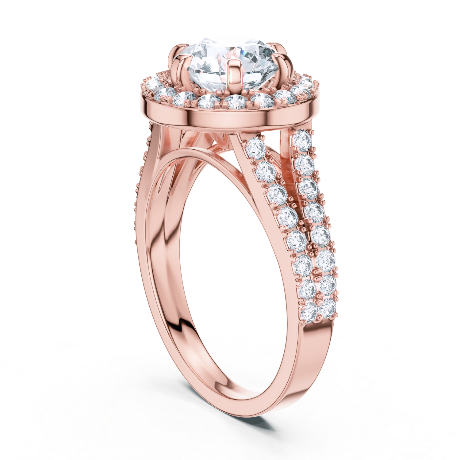 Cathedral Halo Round-Cut Ring