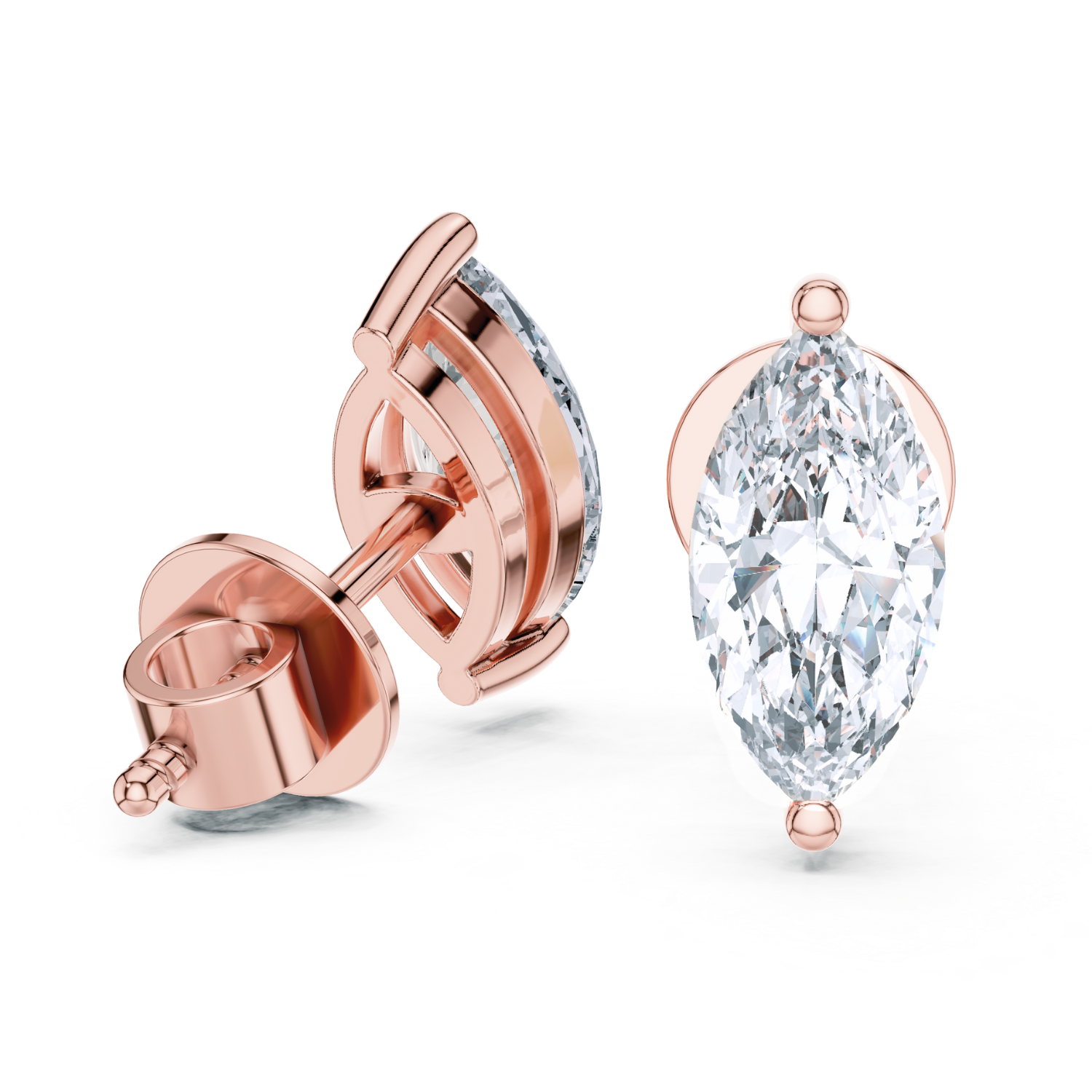 Marquise-Cut Diamond Stud Earrings