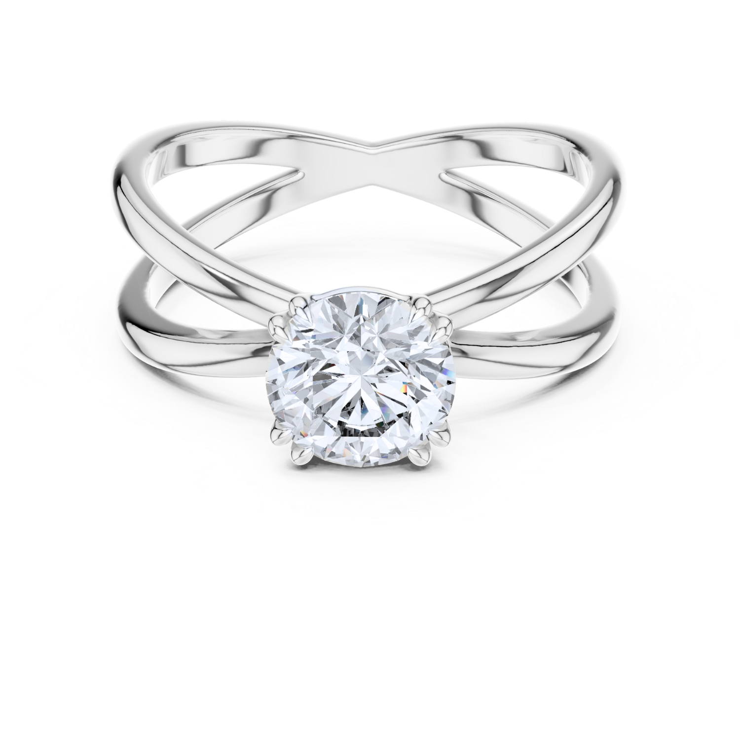Crisscross Band Solitaire Ring