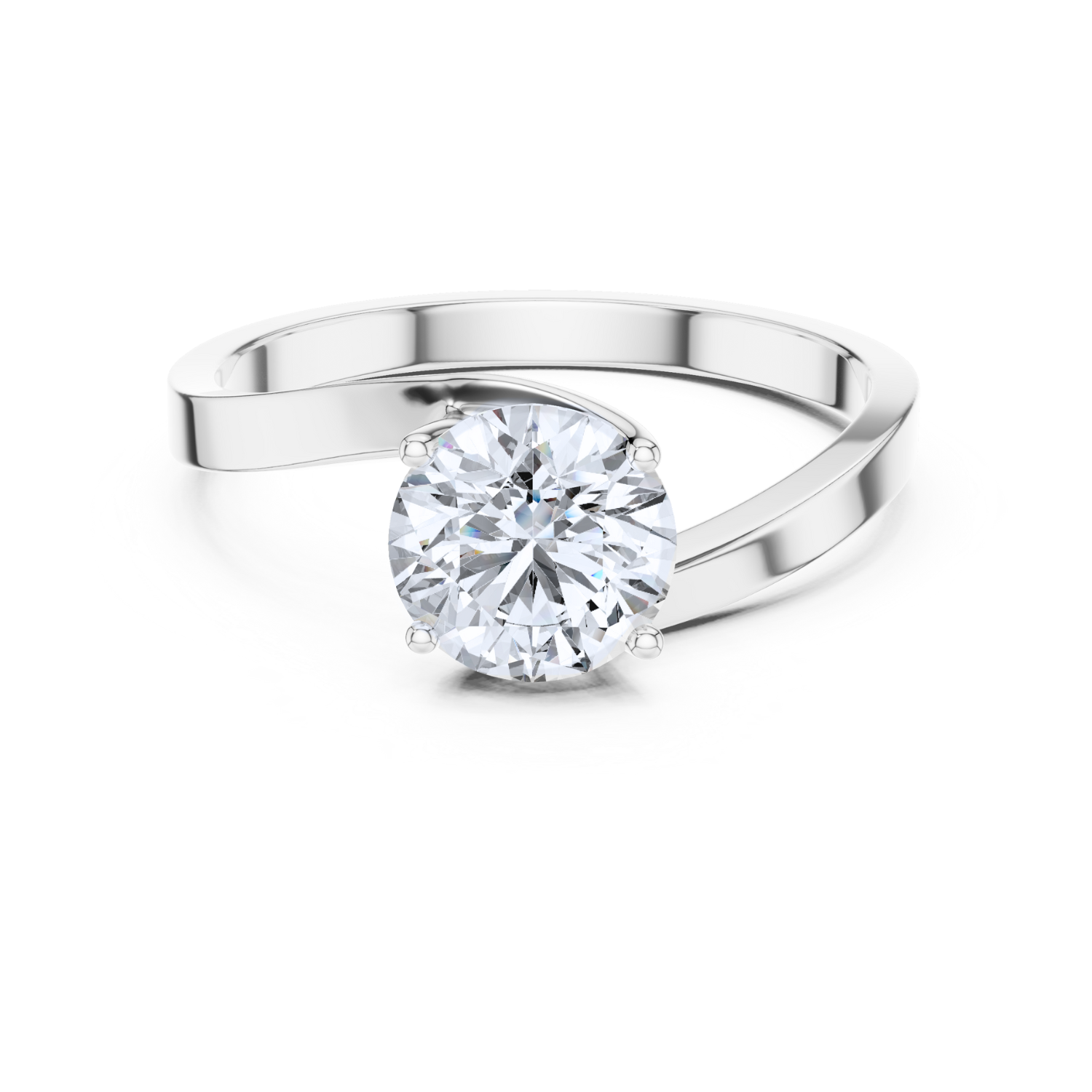 Asymmetrical Twist Solitaire Ring