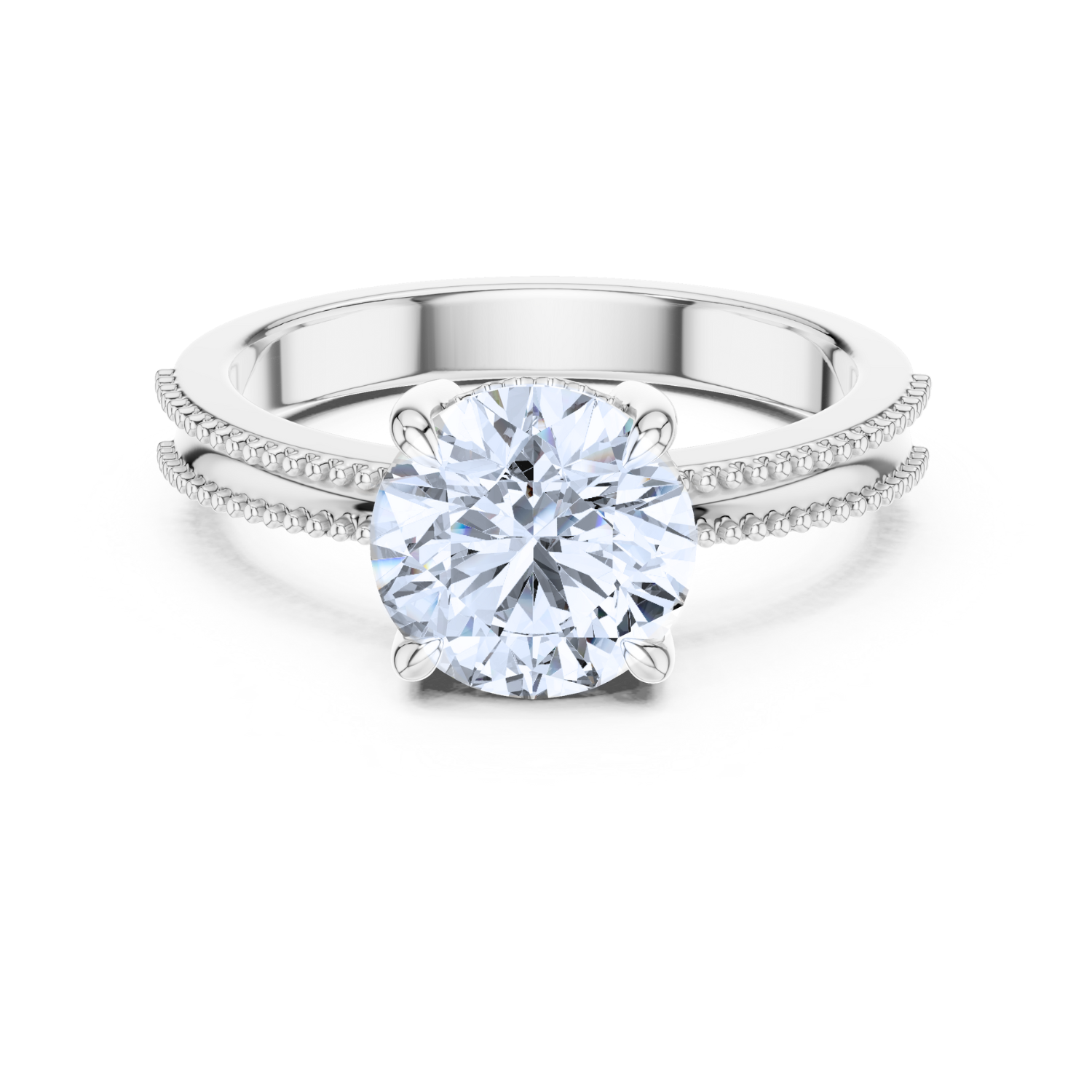 Milgrain Solitaire Diamond Ring