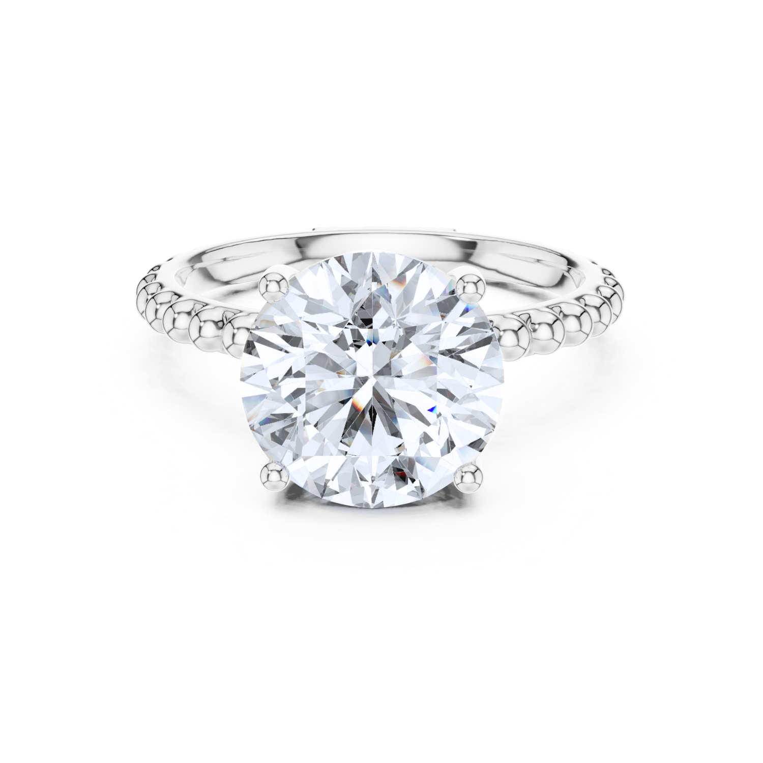 Beaded Classic Solitaire Ring