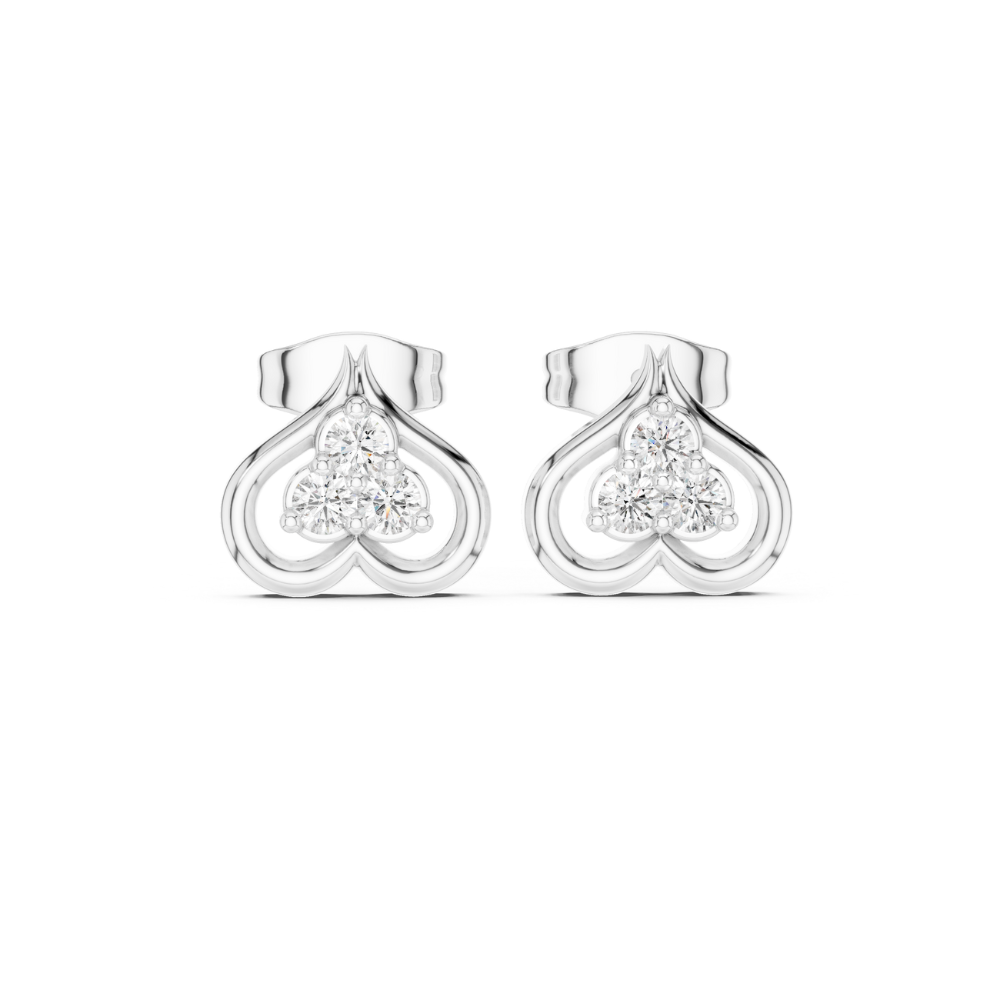 Radiant Bloom Heart Diamond Studs