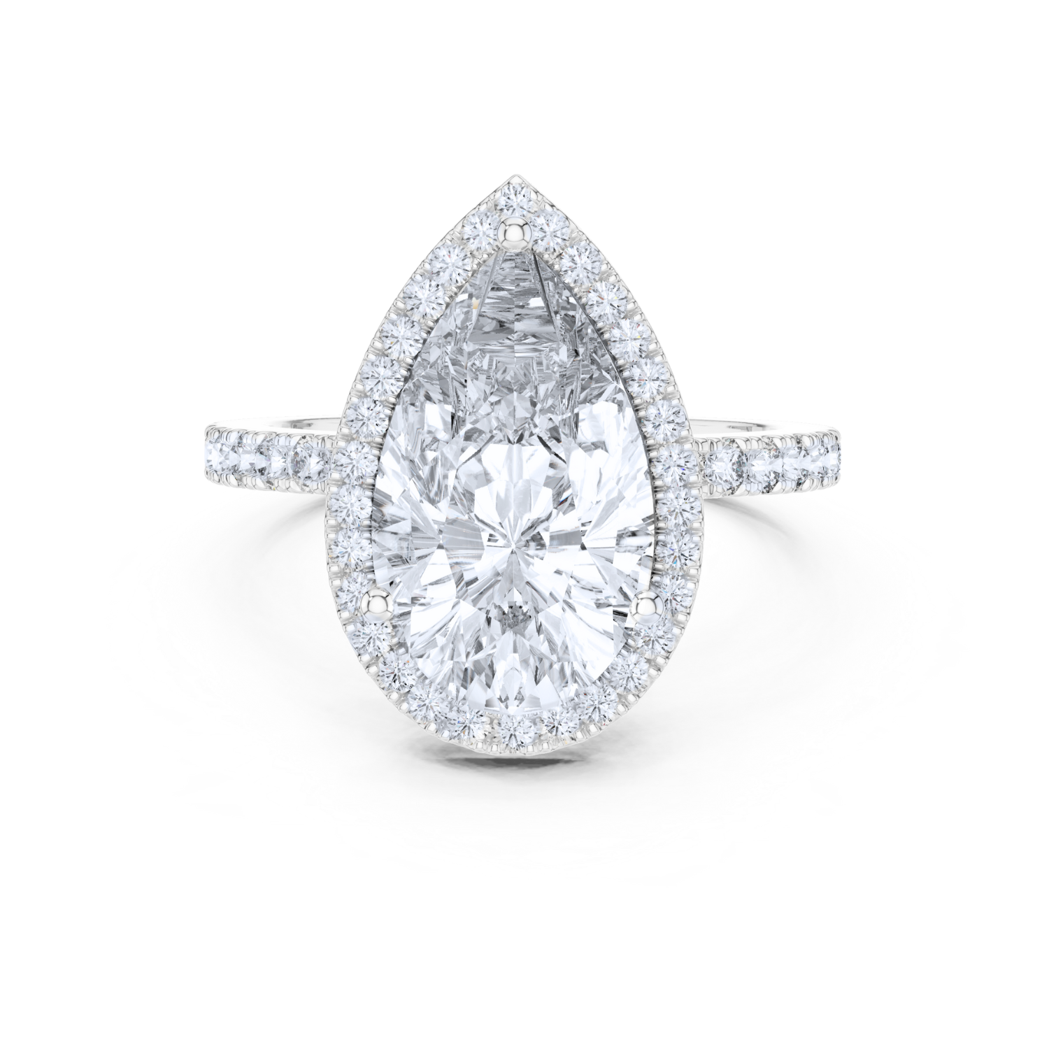 Pear-Cut Diamond Halo Ring