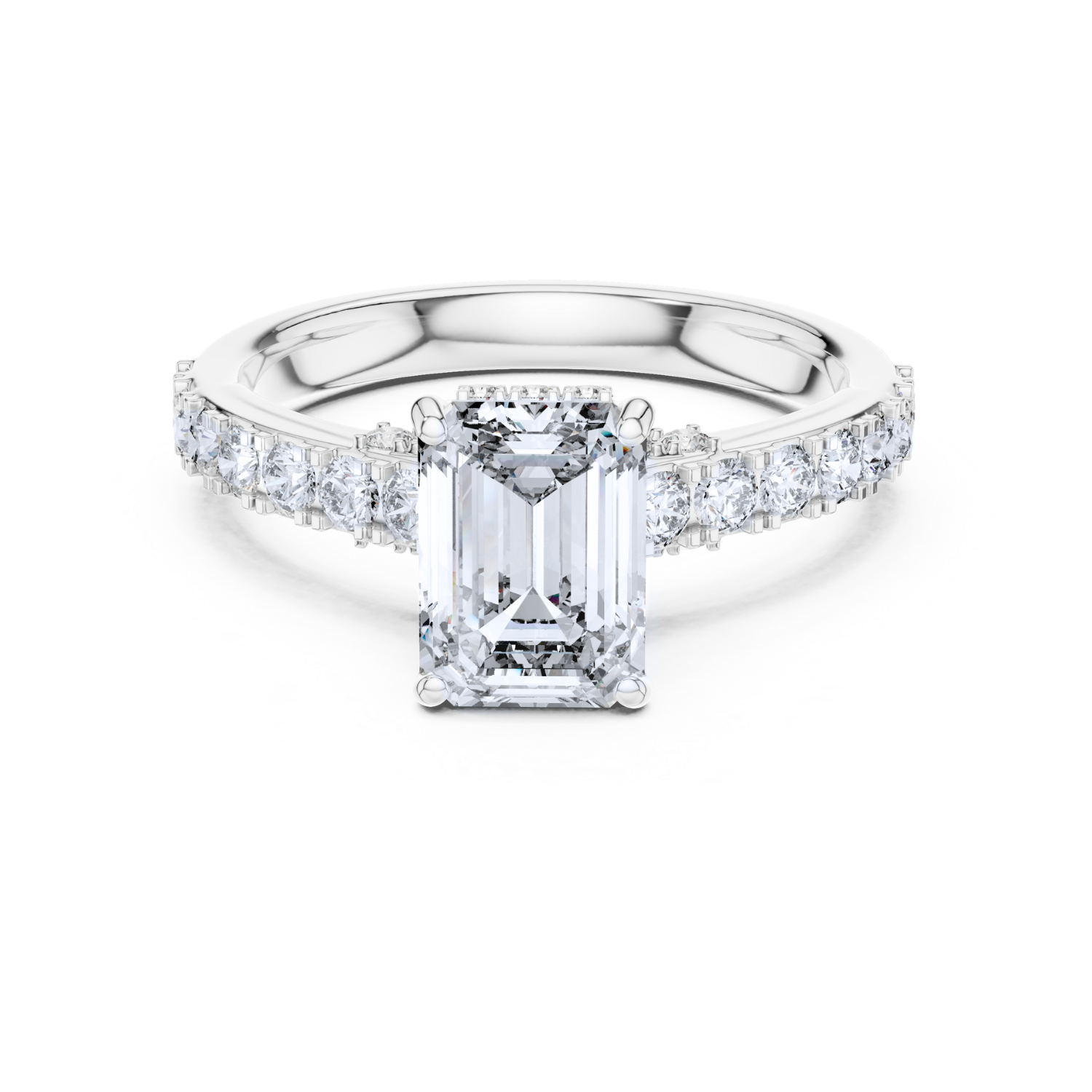 Emerald-Cut Diamond Pave Ring