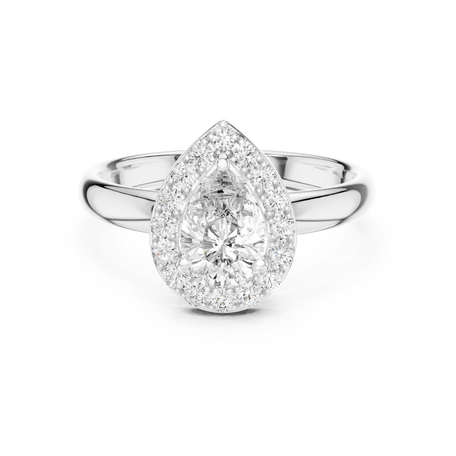 Floating Halo Pear-Cut Ring