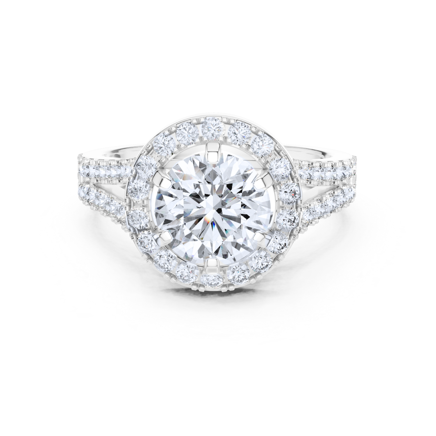 Cathedral Halo Round-Cut Ring