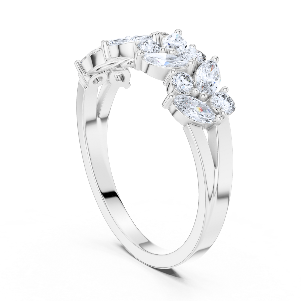 Floral Cluster Marquise Diamond Ring