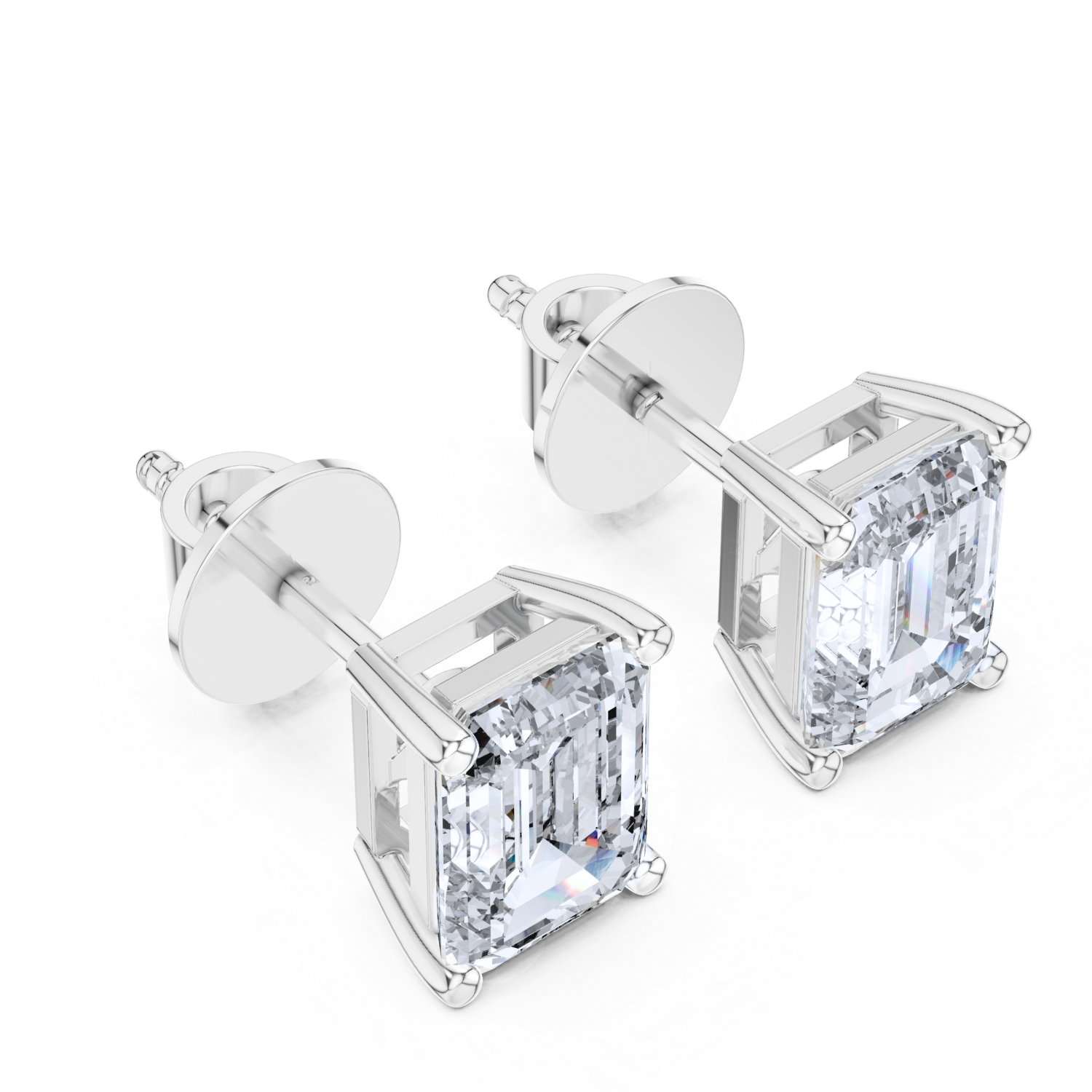 Emerald-Cut Diamond Stud Earrings