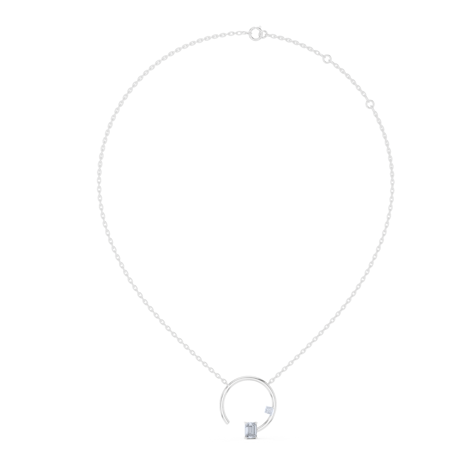 Open Circle Baguette Diamond Pendant
