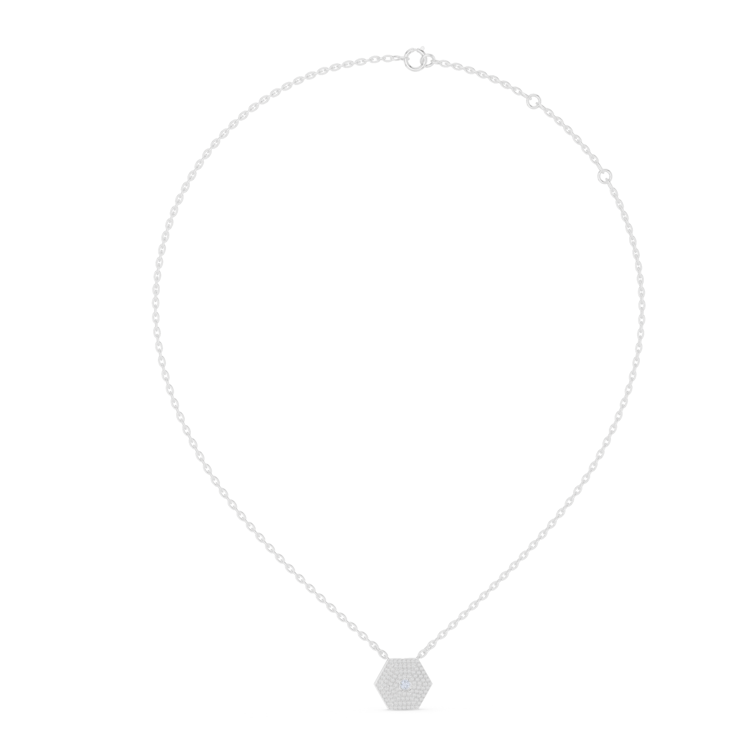 Hexagonal Pave Diamond Pendant