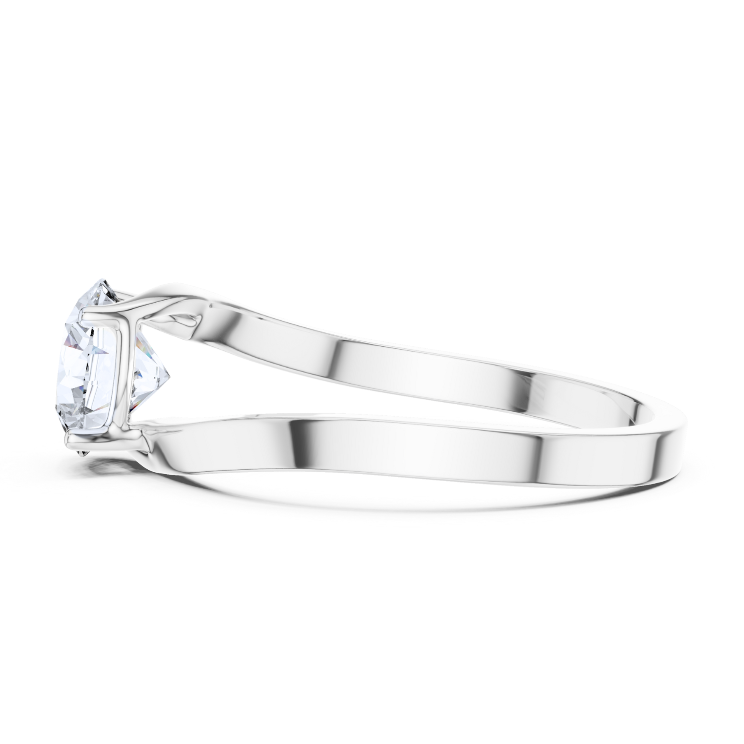 Asymmetrical Twist Solitaire Ring