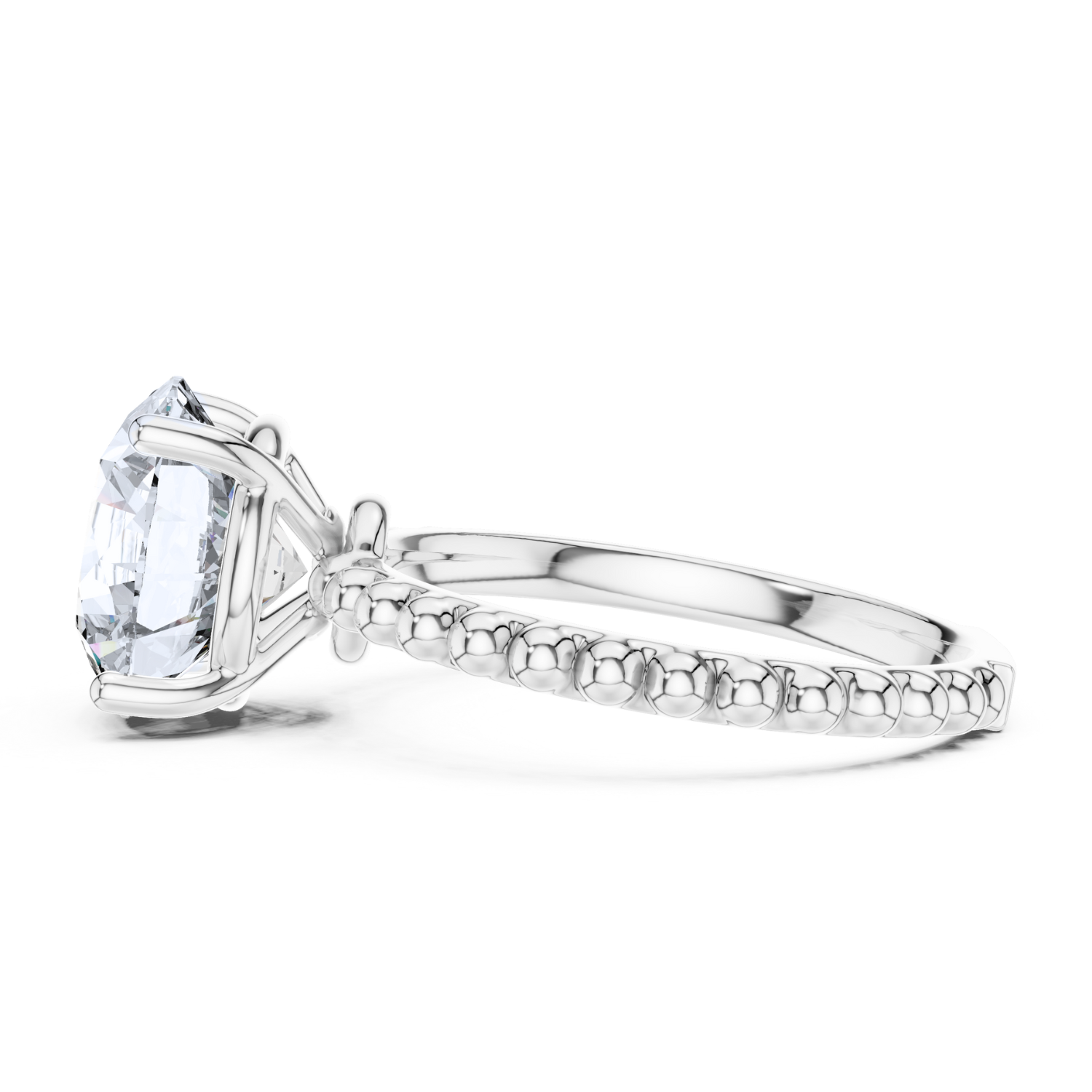 Beaded Classic Solitaire Ring