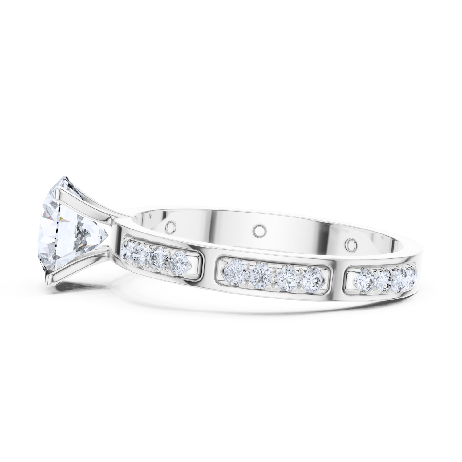 Round-Cut Diamond Solitaire Ring With Channel-Set Accents