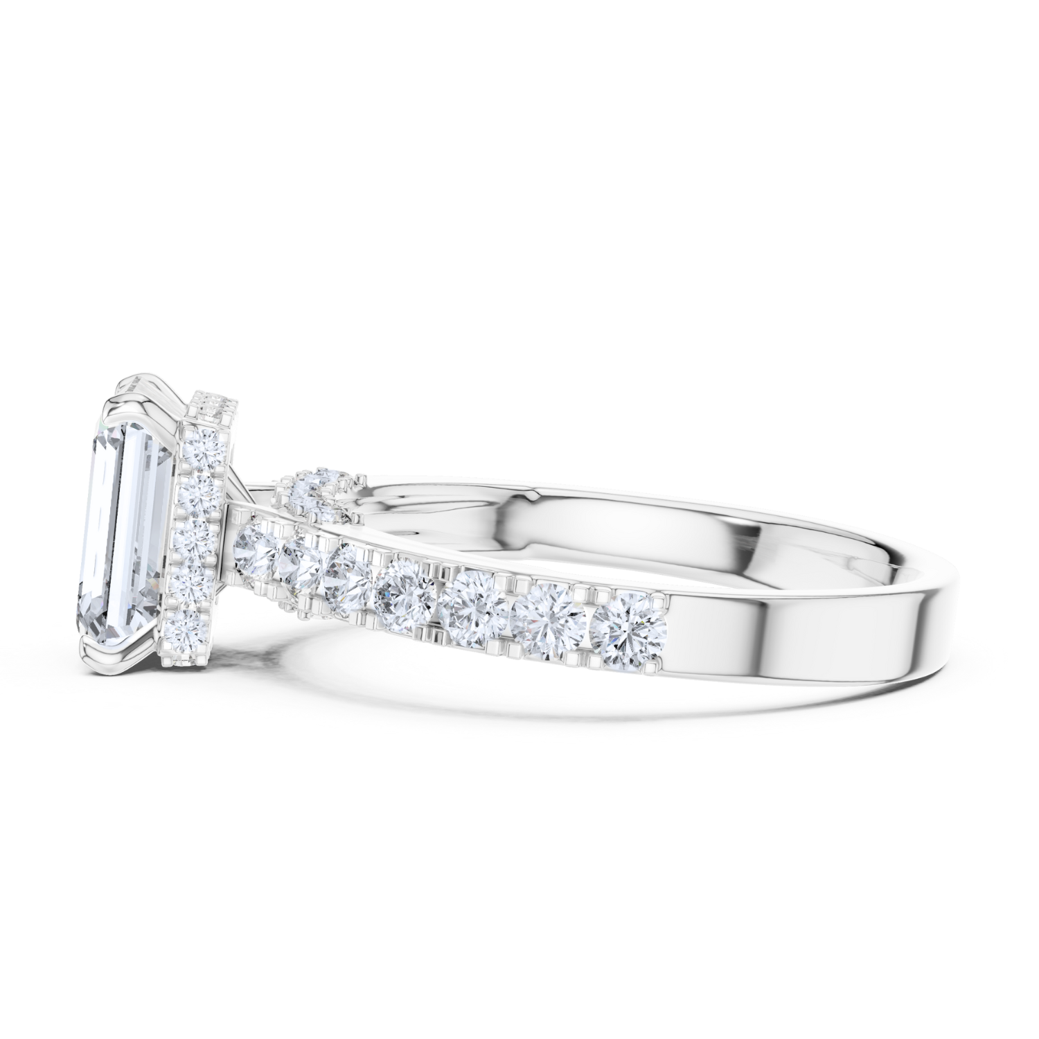 Emerald-Cut Diamond Pave Ring