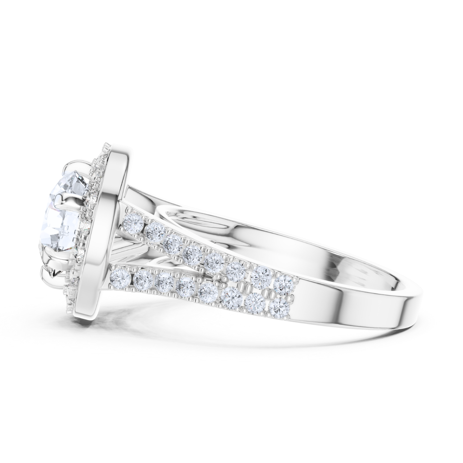 Cathedral Halo Round-Cut Ring
