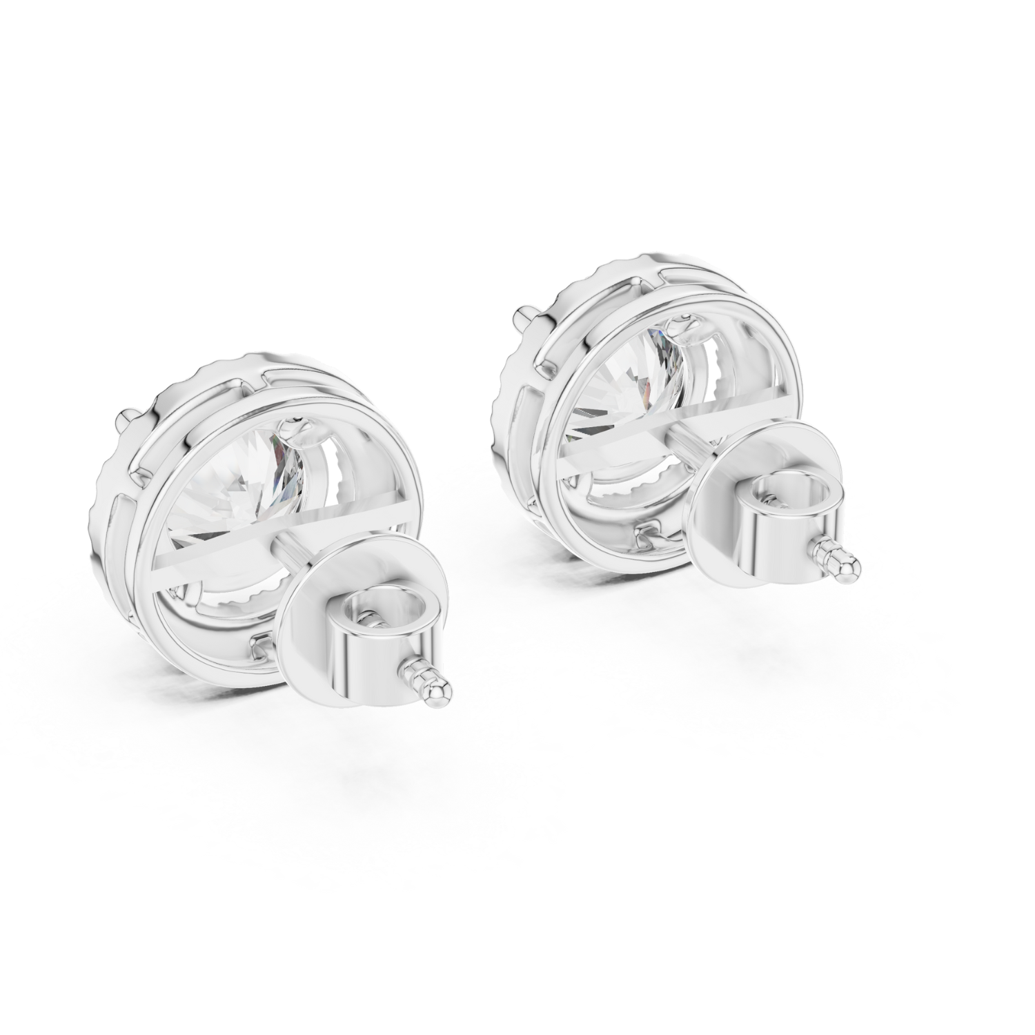 Classic Round Halo Diamond Stud Earrings