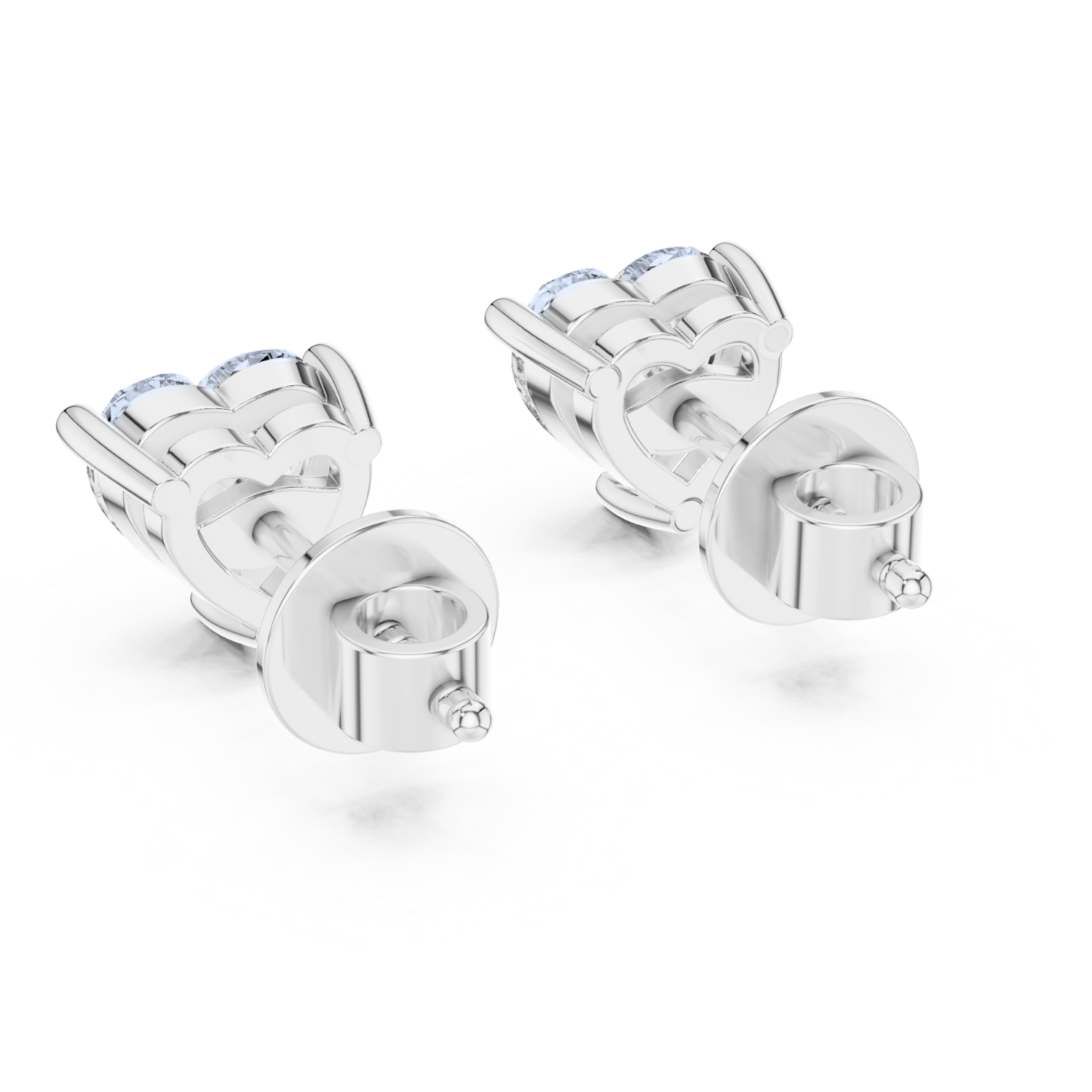 Heart-Cut Diamond Stud Earrings
