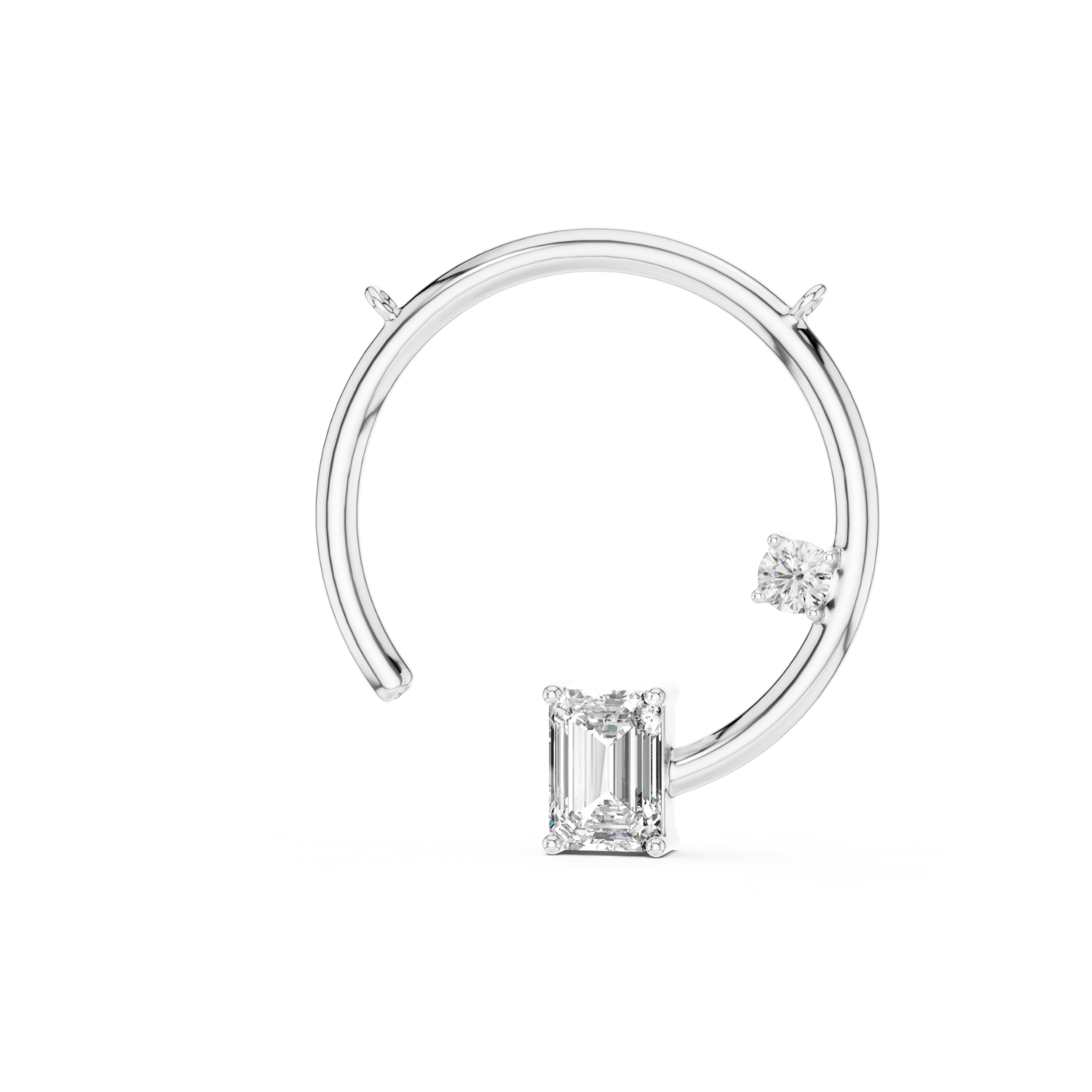Open Circle Baguette Diamond Pendant