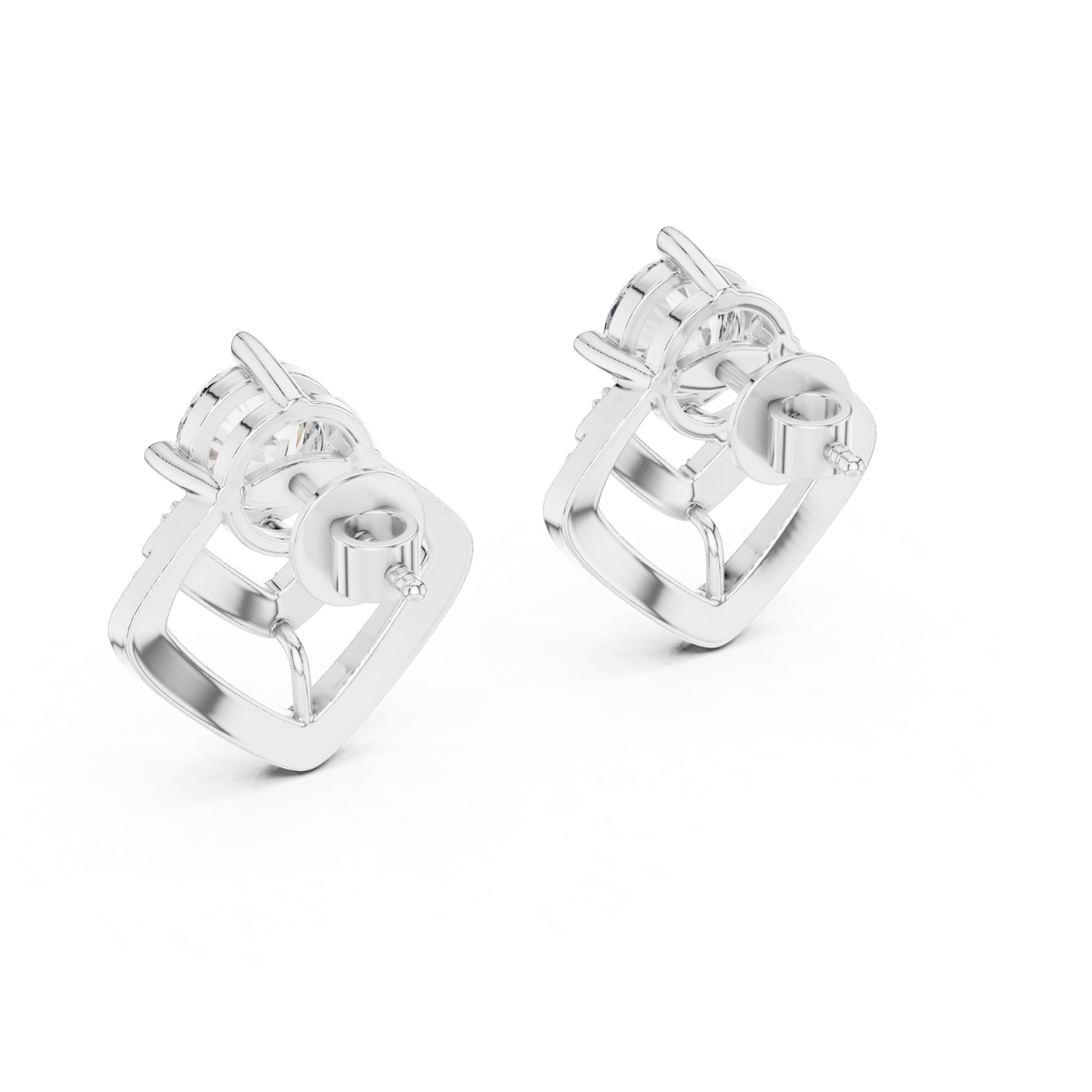 Radiant Halo Bridge Diamond Stud Earrings