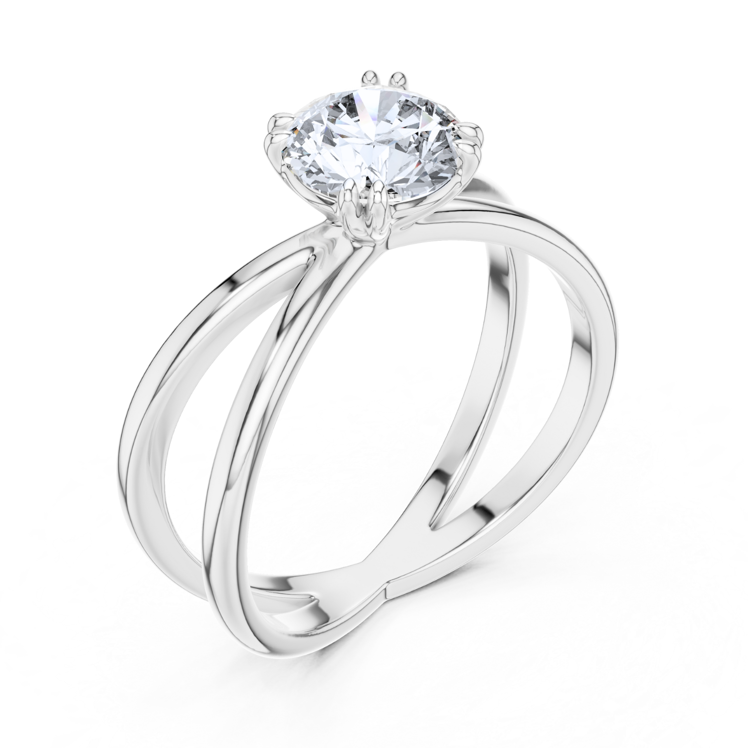 Crisscross Band Solitaire Ring