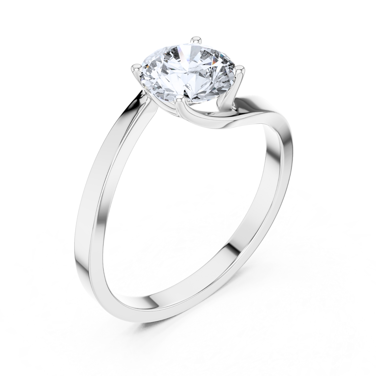 Asymmetrical Twist Solitaire Ring