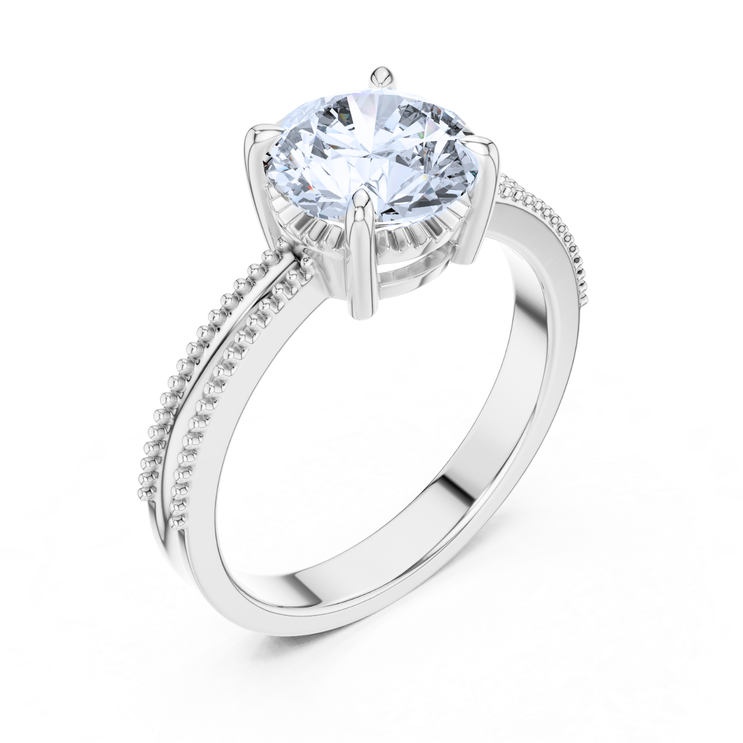 Milgrain Solitaire Diamond Ring