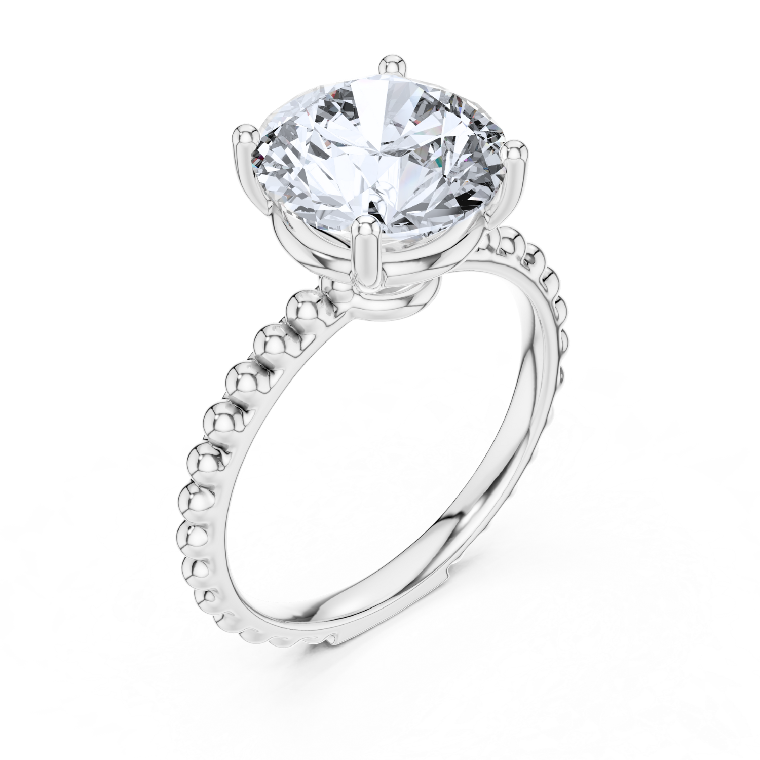 Beaded Classic Solitaire Ring
