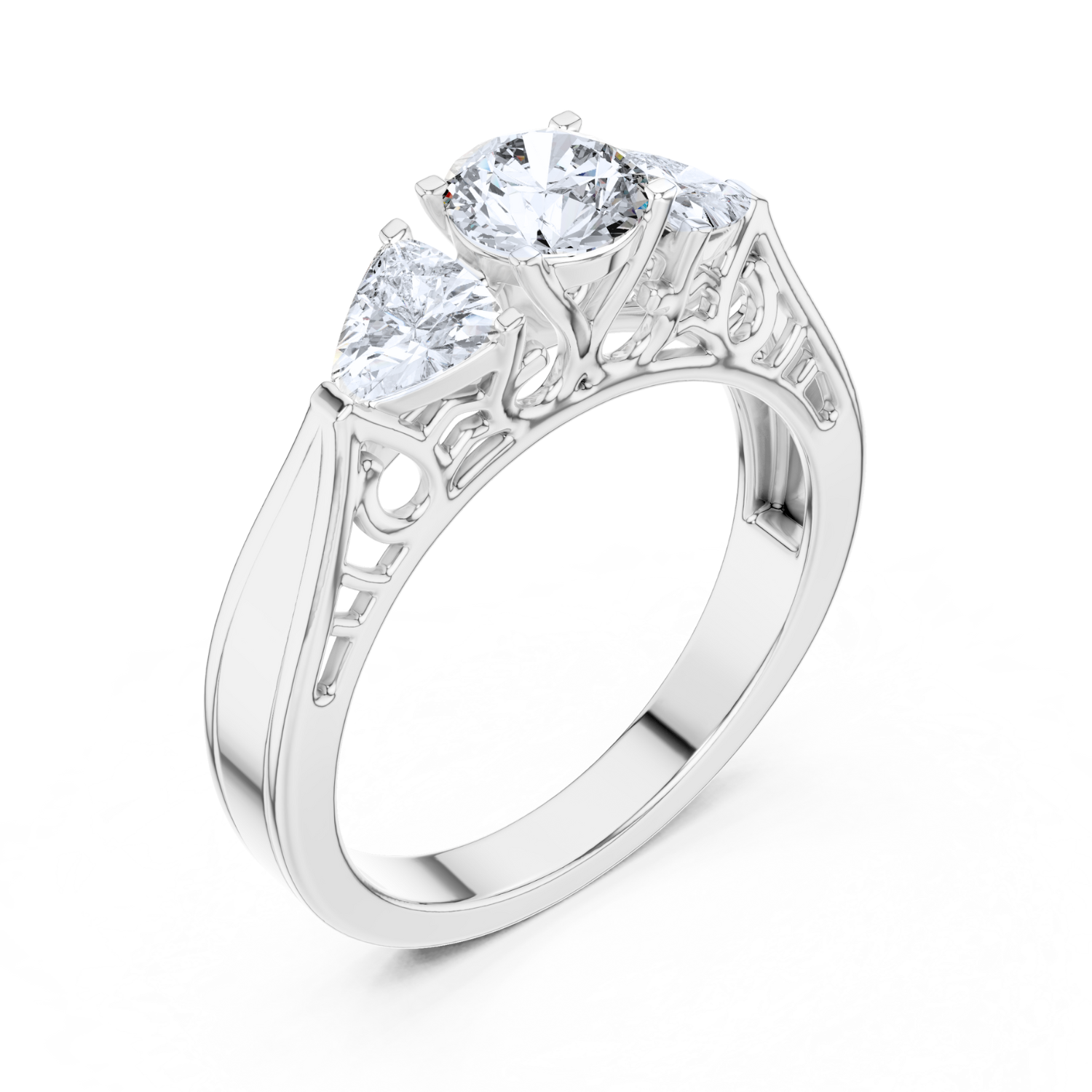 Vintage Filigree Three-Stone Ring