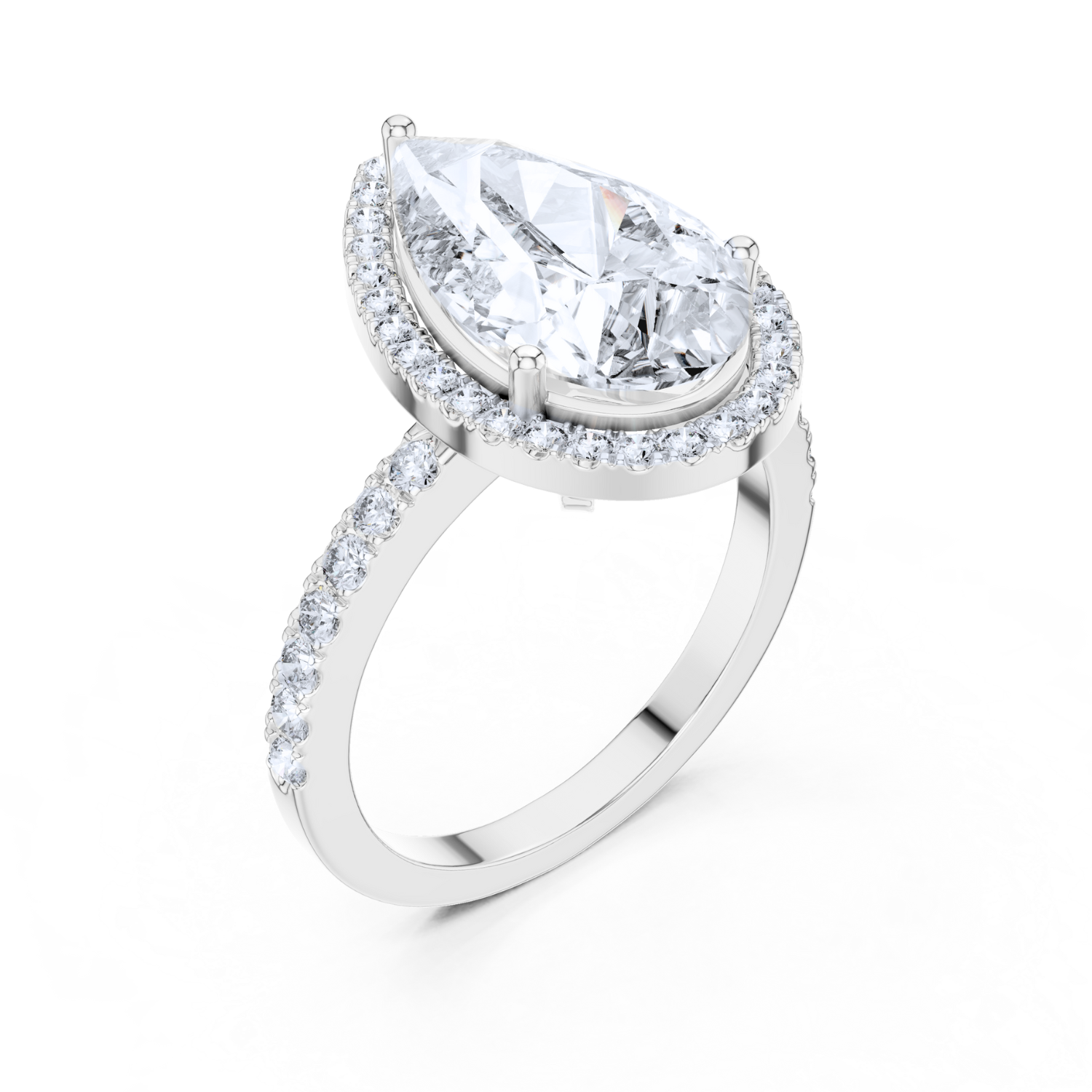 Pear-Cut Diamond Halo Ring